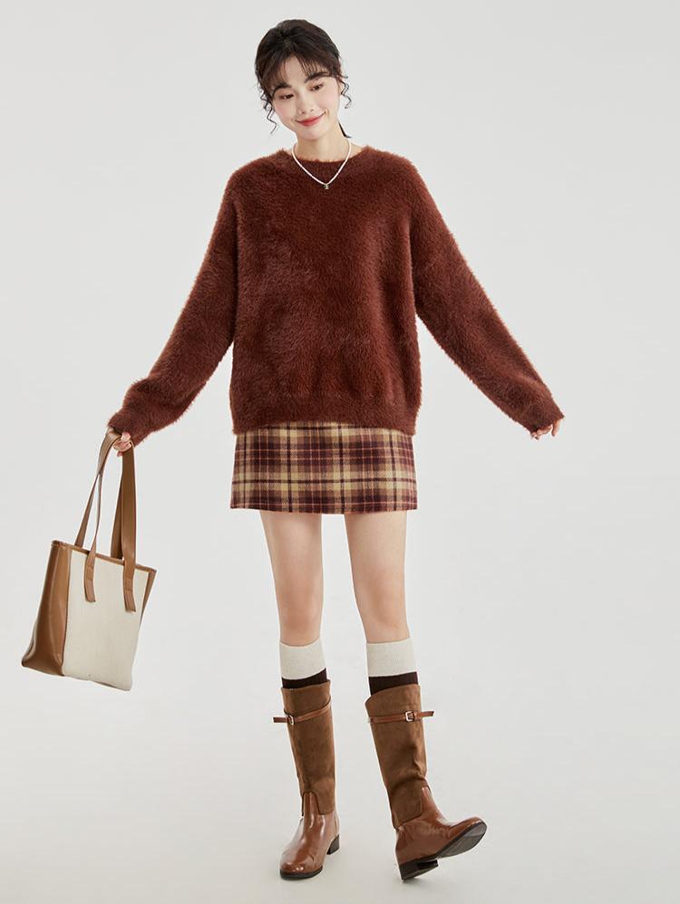 Fuzzy Round Neck Sweater