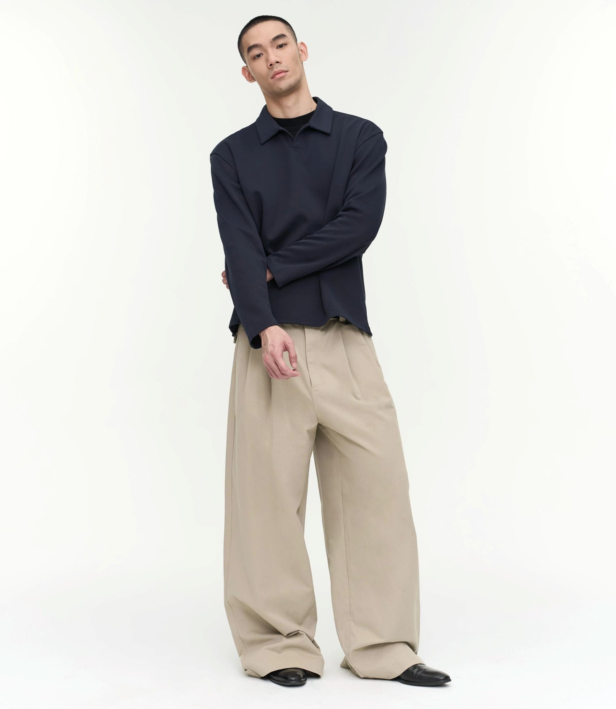 Double-Pleated Wide-Leg Pants