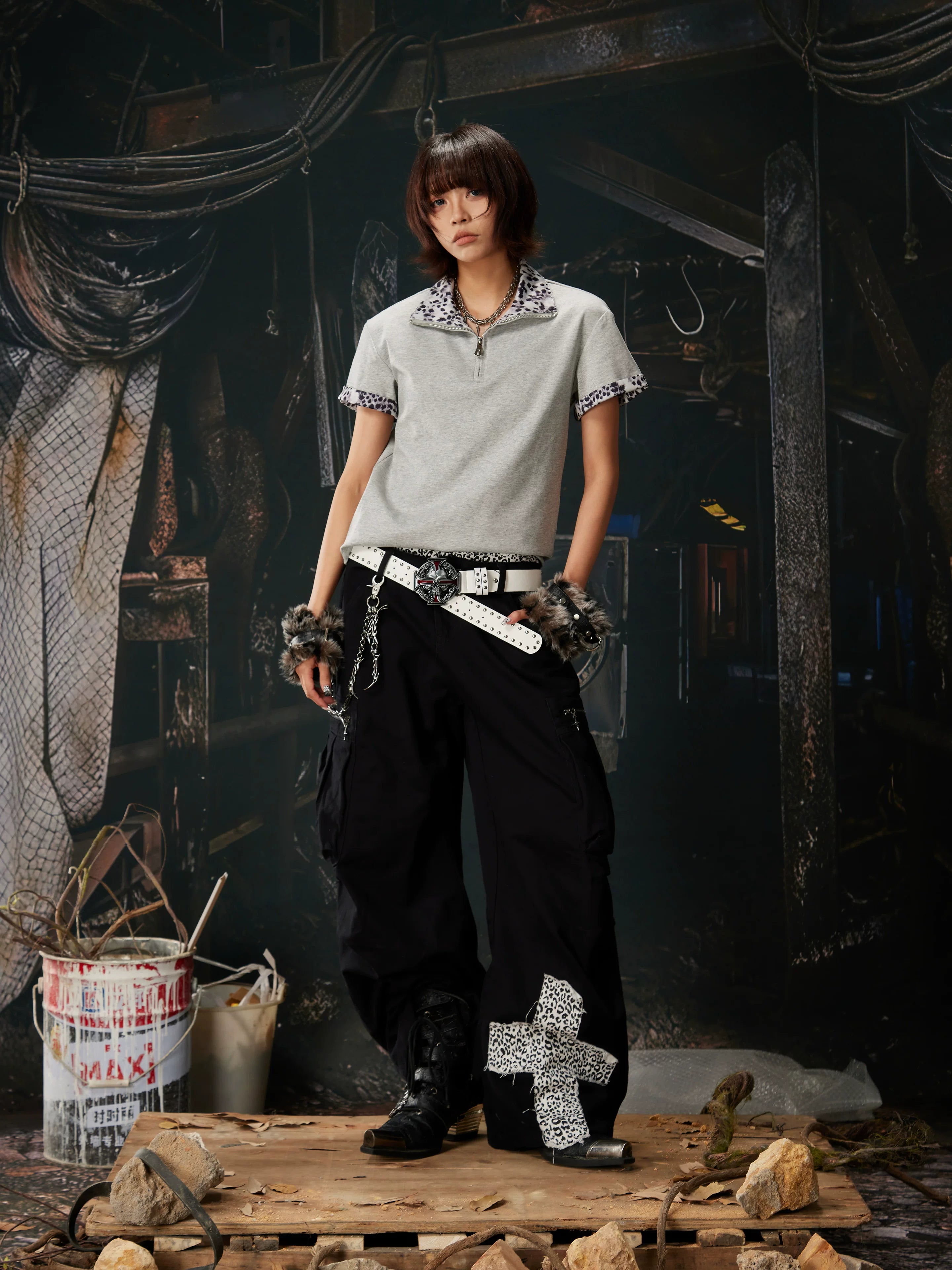 Snowcat Trim Zip-Collar Polo