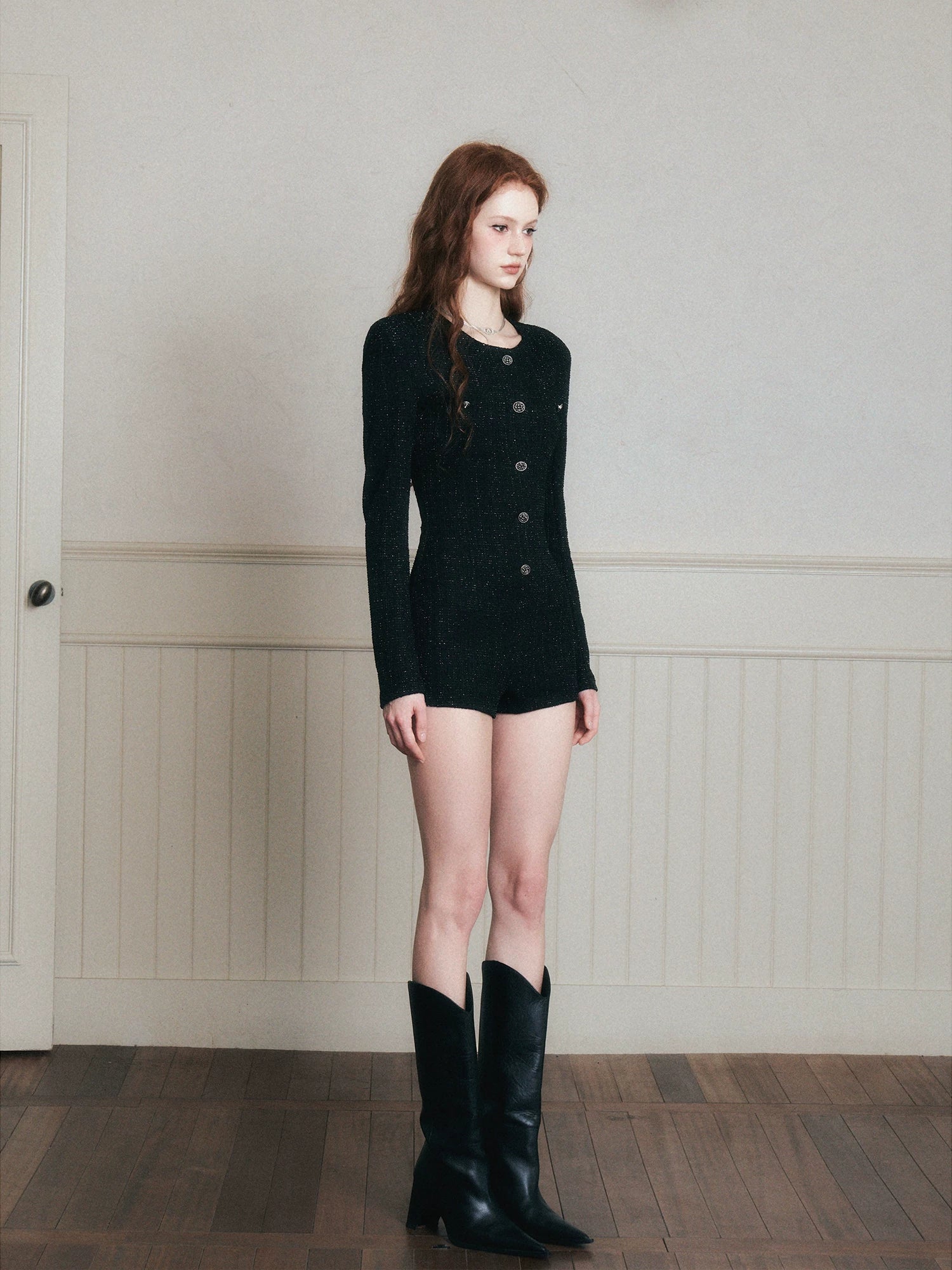 Midnight Muse Tweed Romper