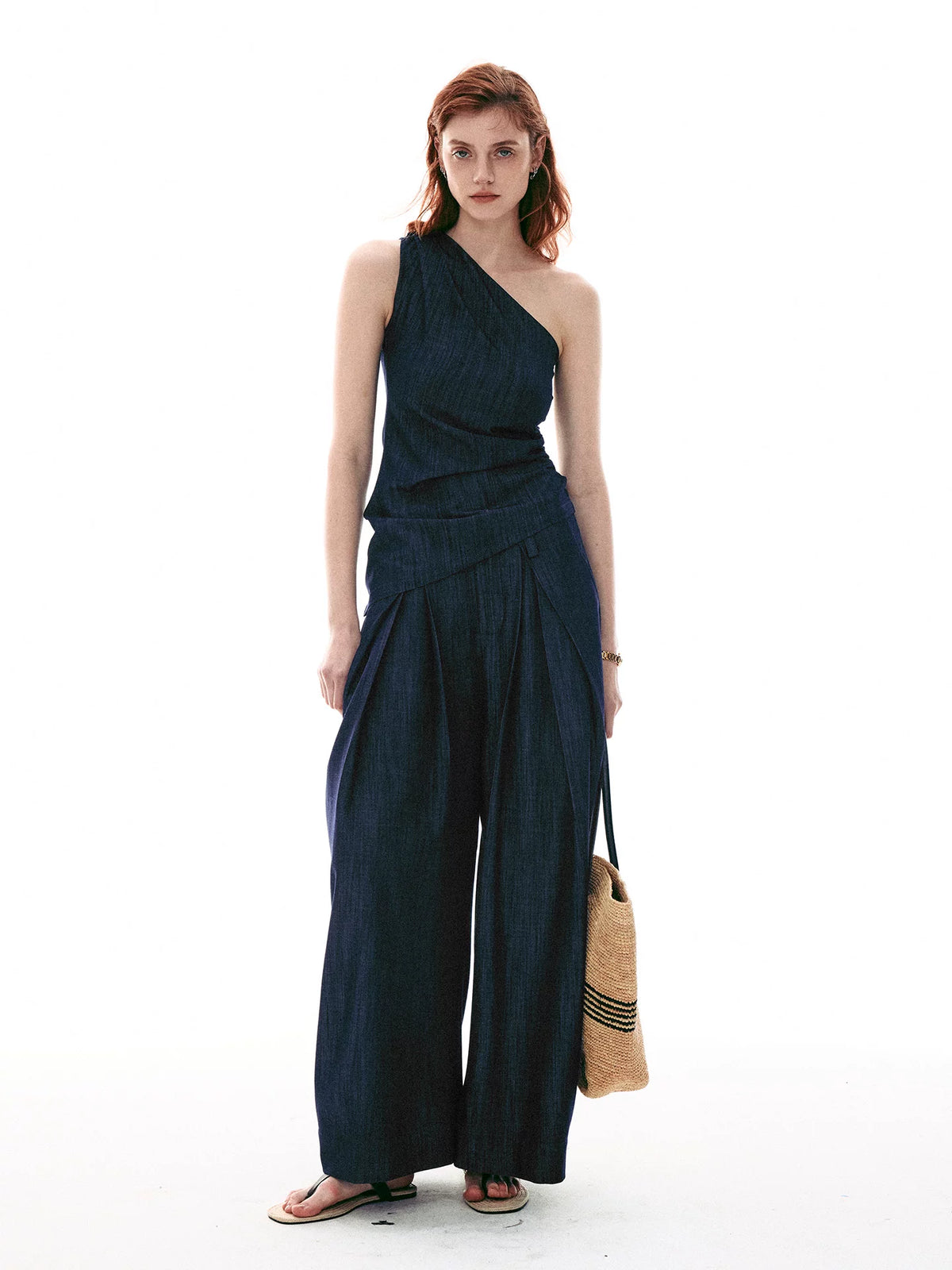 Midnight Meridian One-Shoulder Draped Top