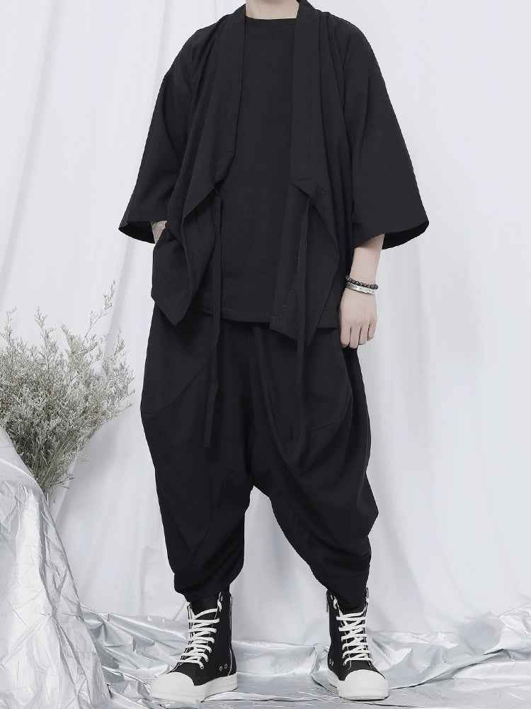 Black Wrap Kimono Shirt