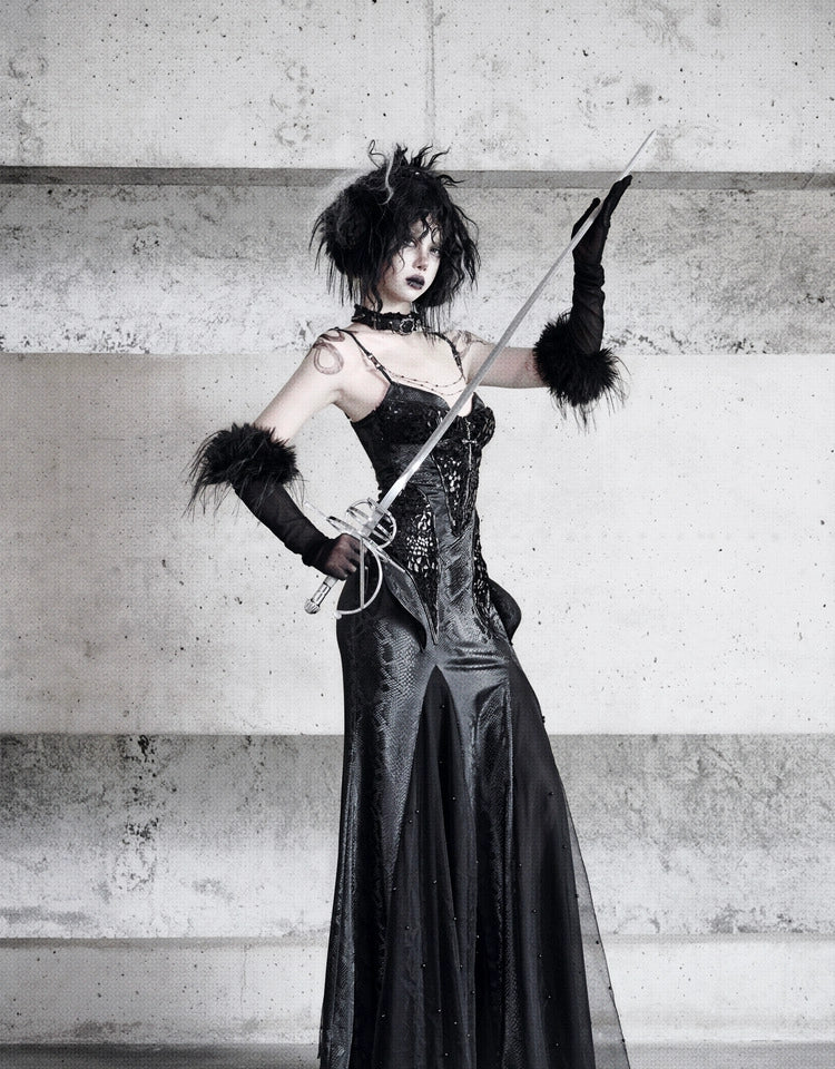 Black Corset Gothic Mermaid Dress