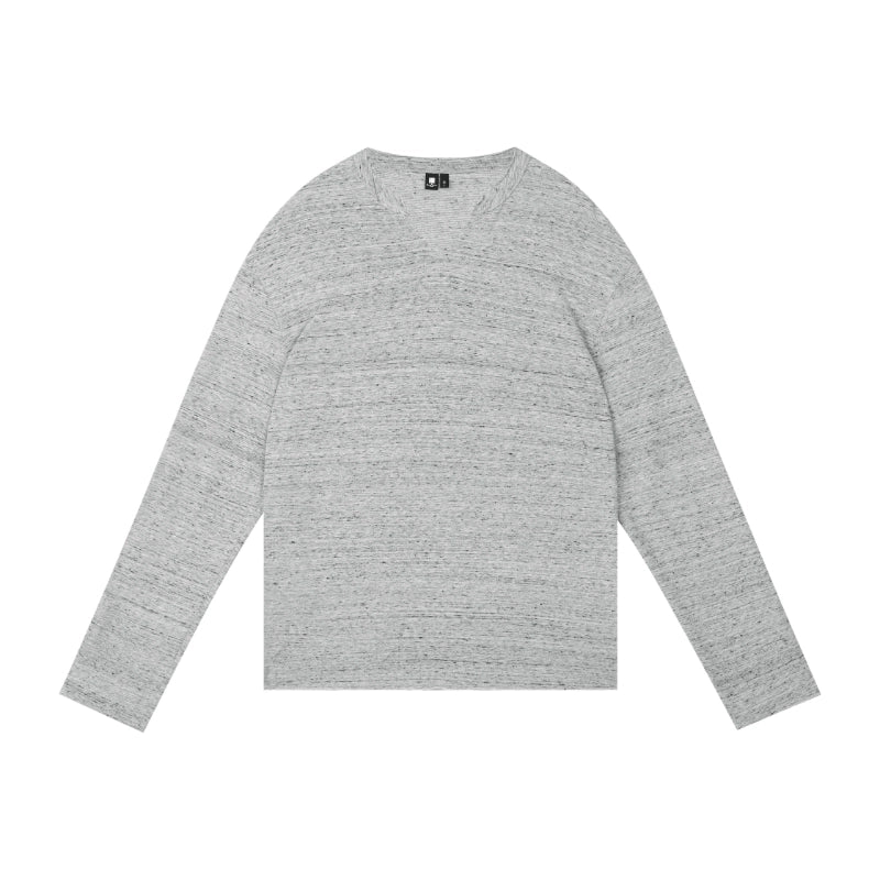 Camiseta de manga larga con cuello en V liso