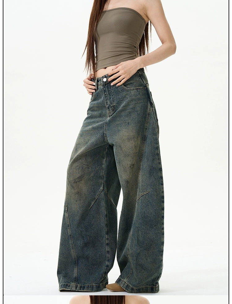 Extreme Wide-Leg Vintage Wash Jeans
