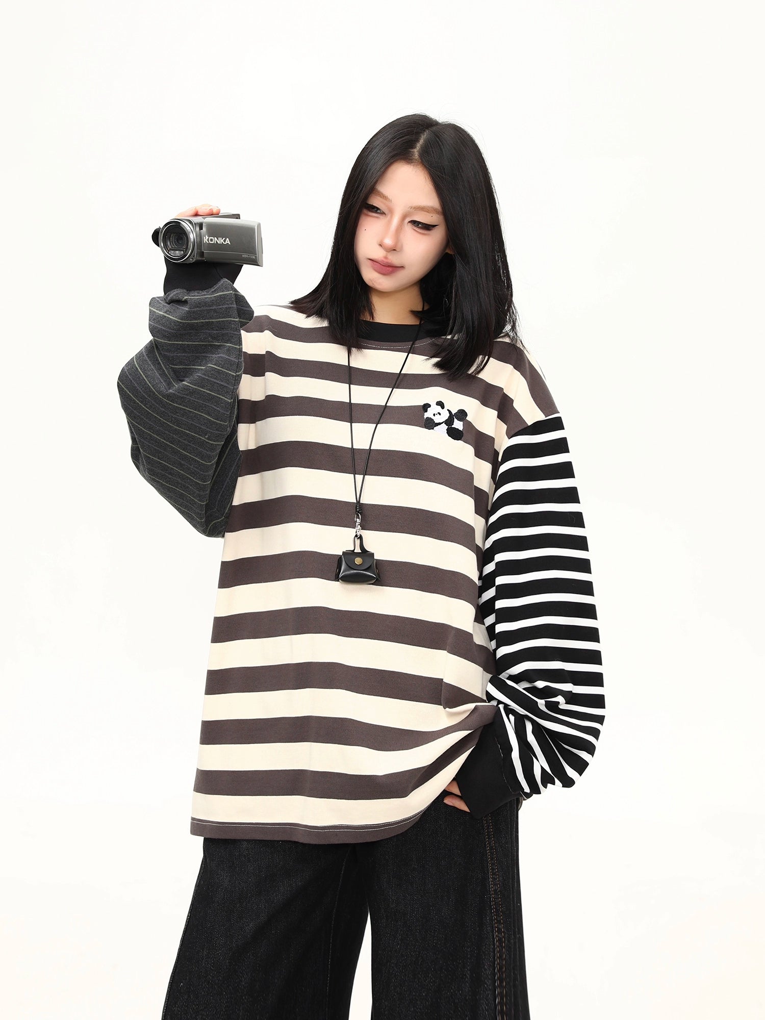 Monochrome Panda Remix Stripe Tee