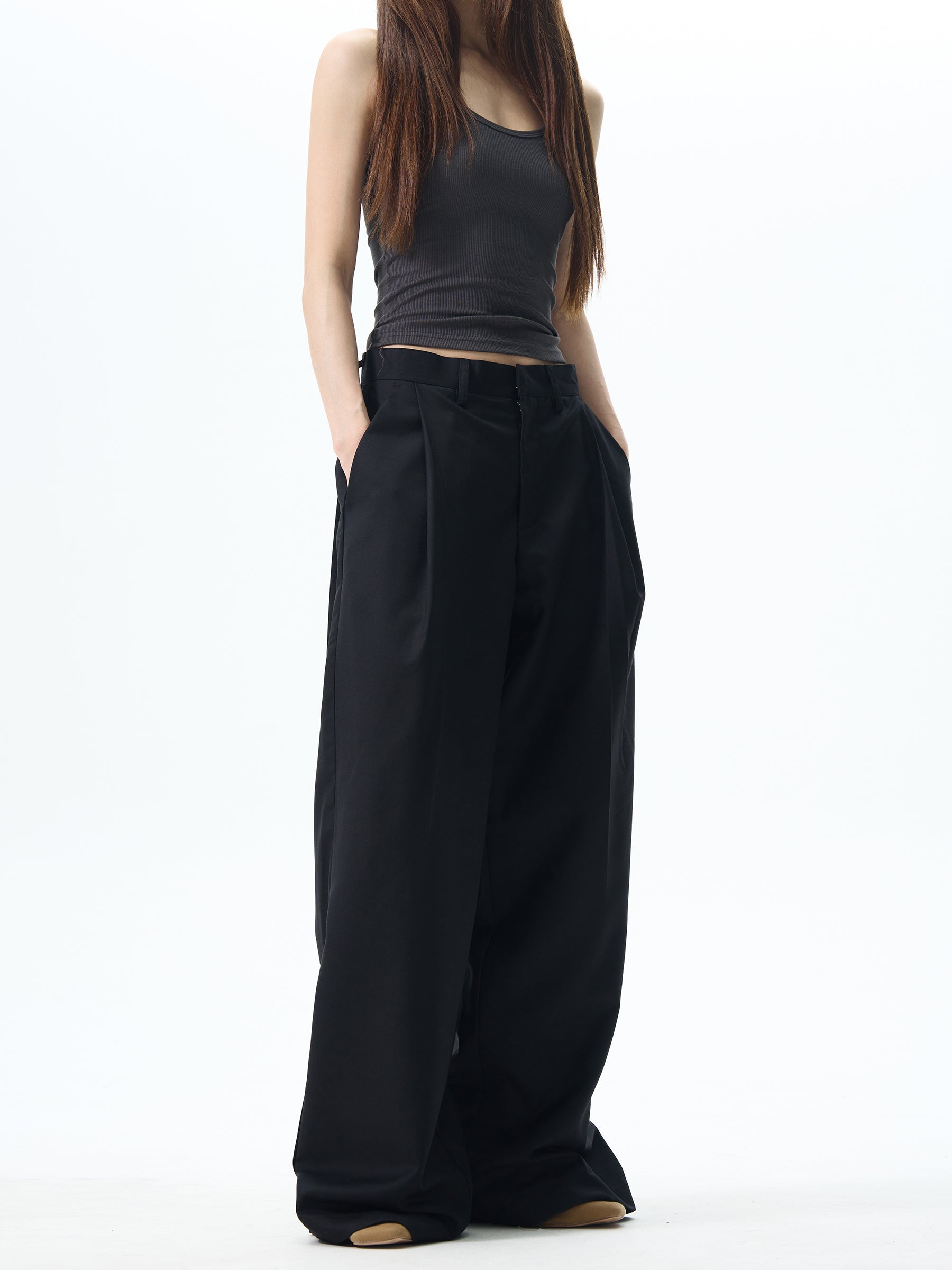 women pleated dress pants tarylea Womens Dress Pants Flat Front High Waisted Straight Leg Pleated Trousers Casual Loose Work Office Plain Pants