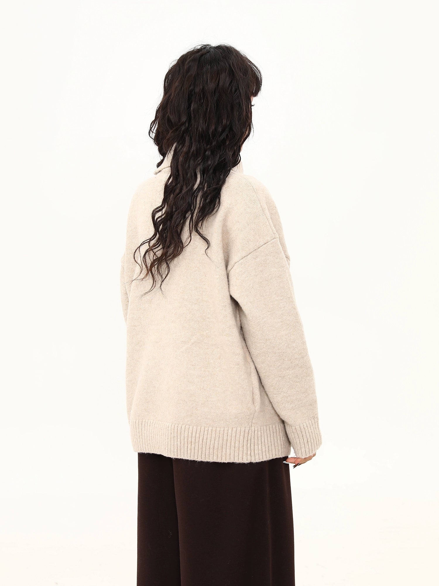 Cozy Terrier Shawl-Collar Knit Sweater