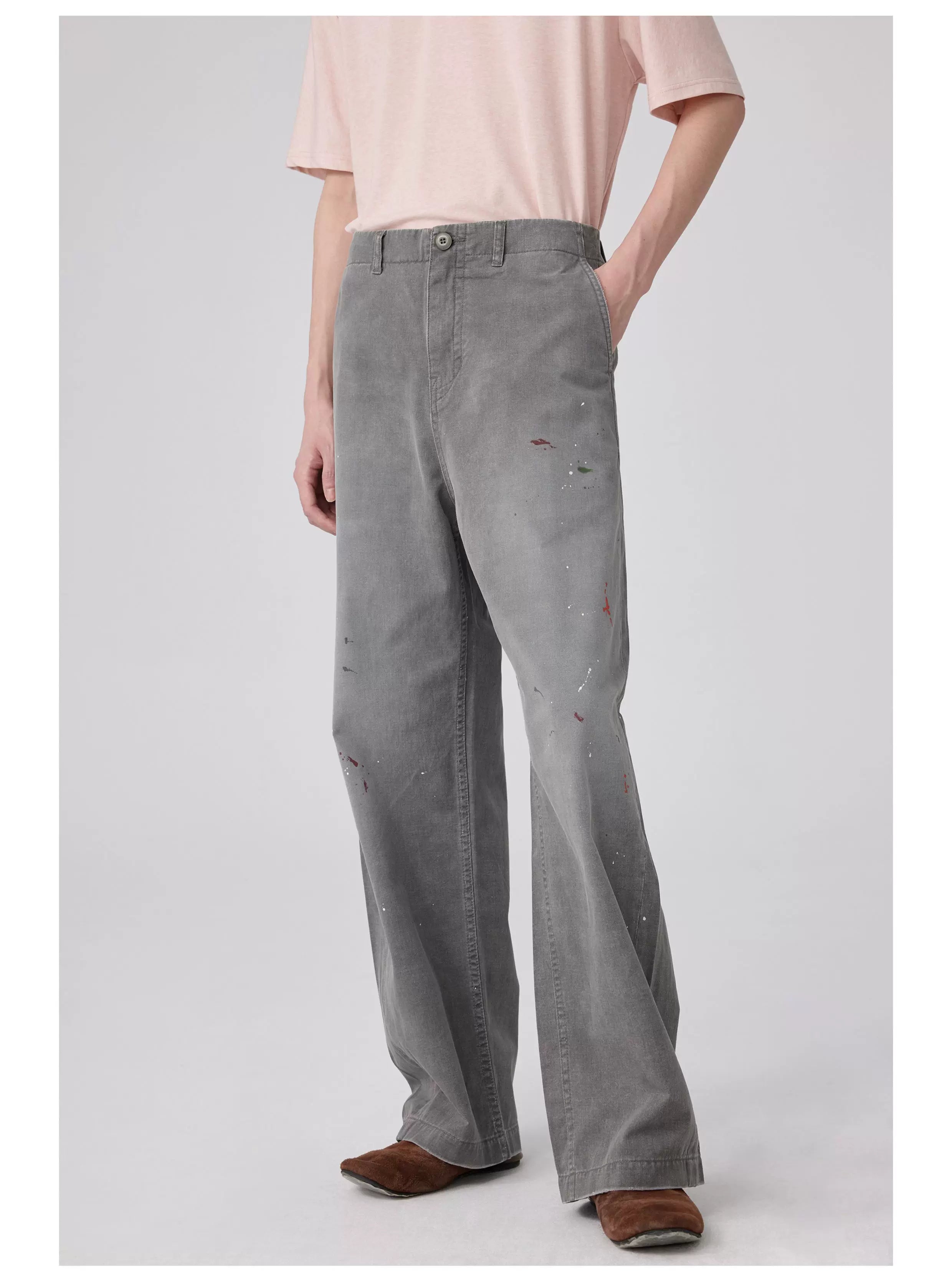 Straight-Leg Painted Pants