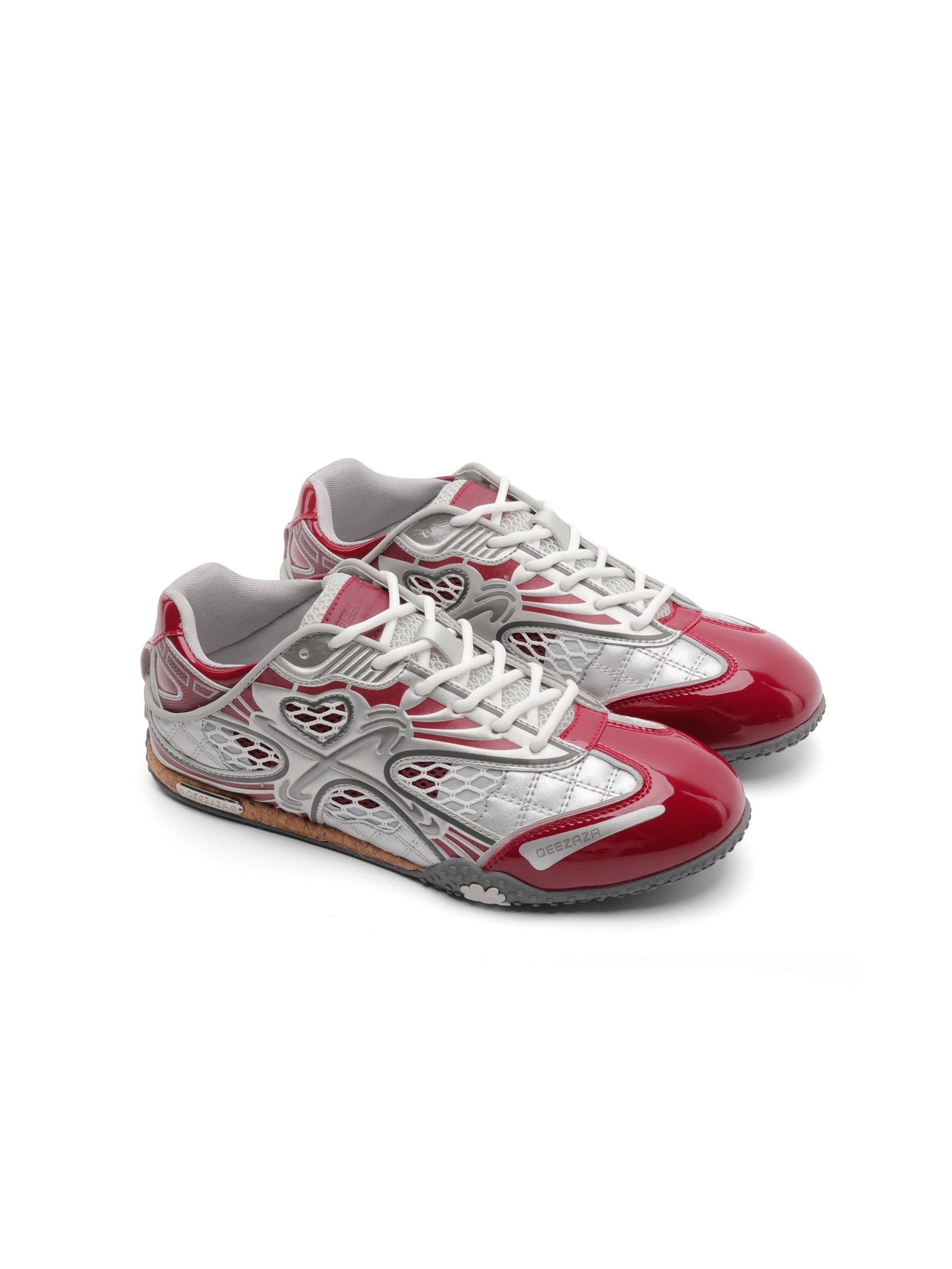 Silver Heart Mesh Retro Sneakers