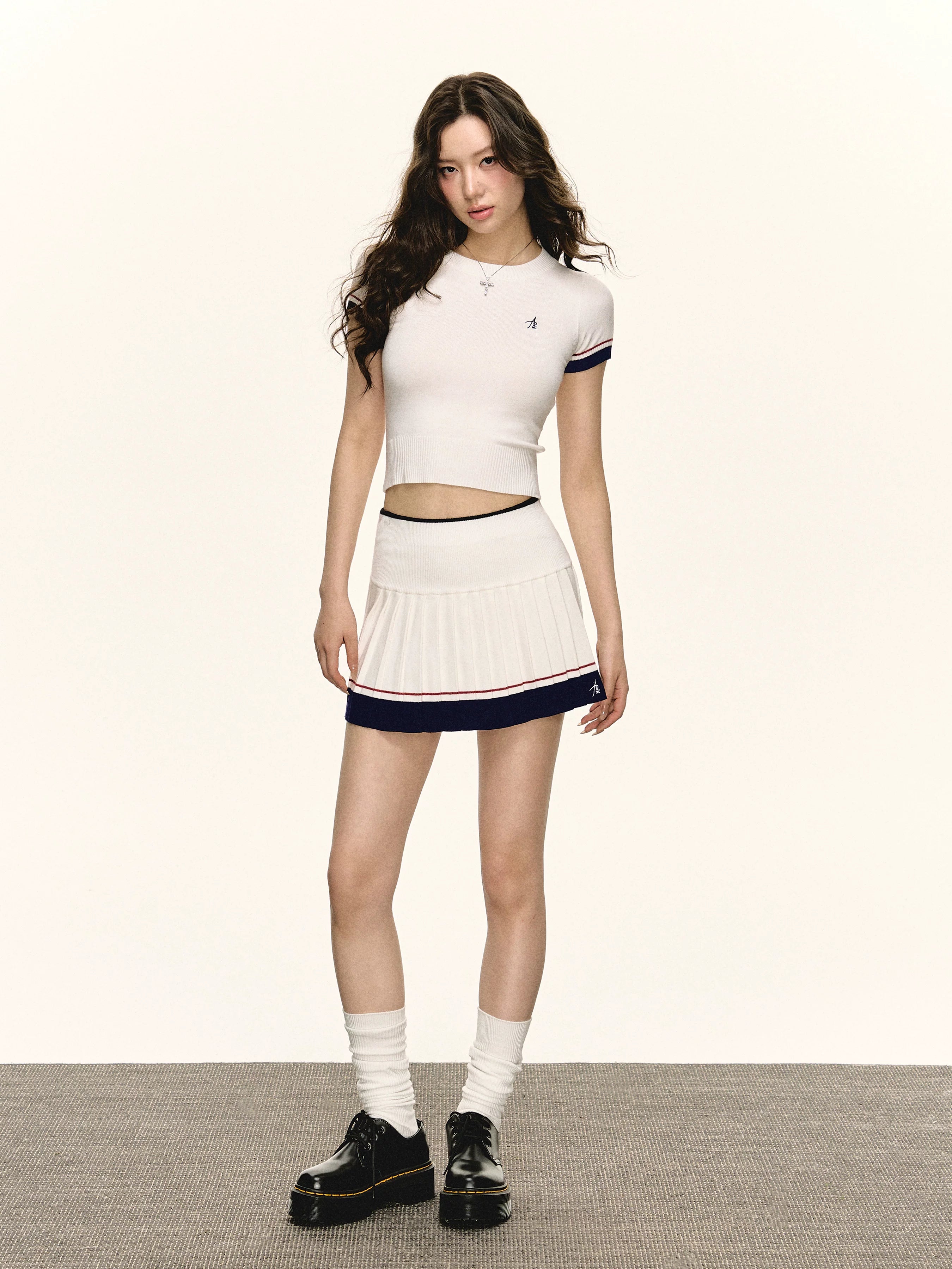 American Retro Knitted Short-sleeved Tee