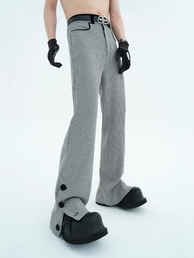 Houndstooth Split-Hem Pants