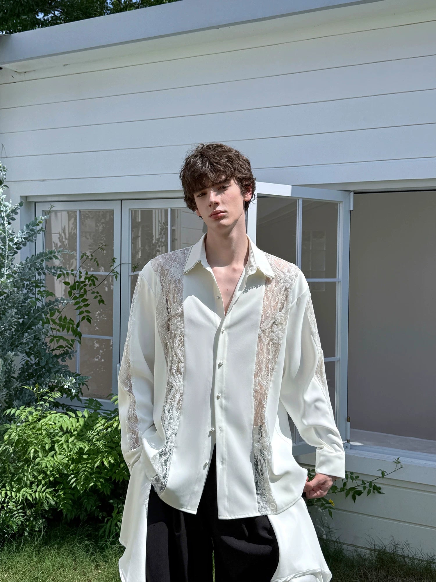 Ivory Reverie Pearl Lace Shirt