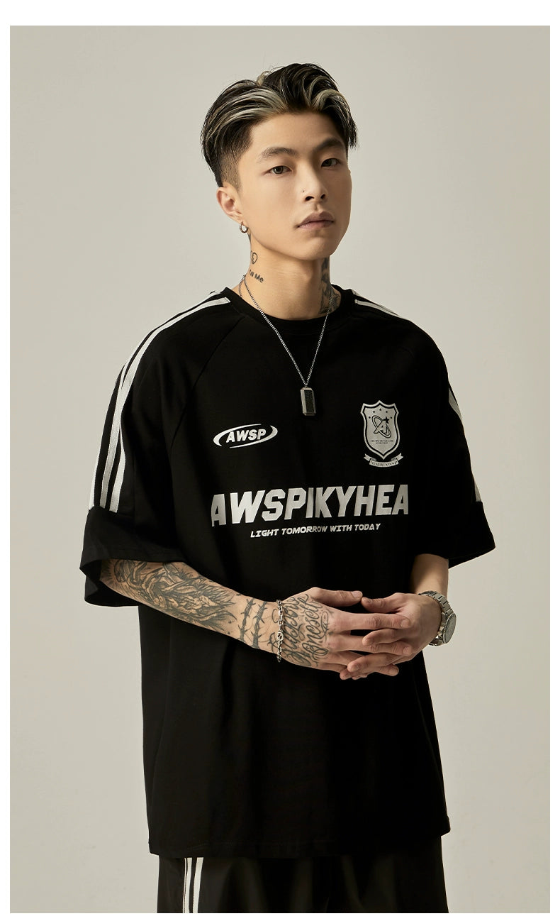 Oversized Grey Athletic Logo T-Shirt
