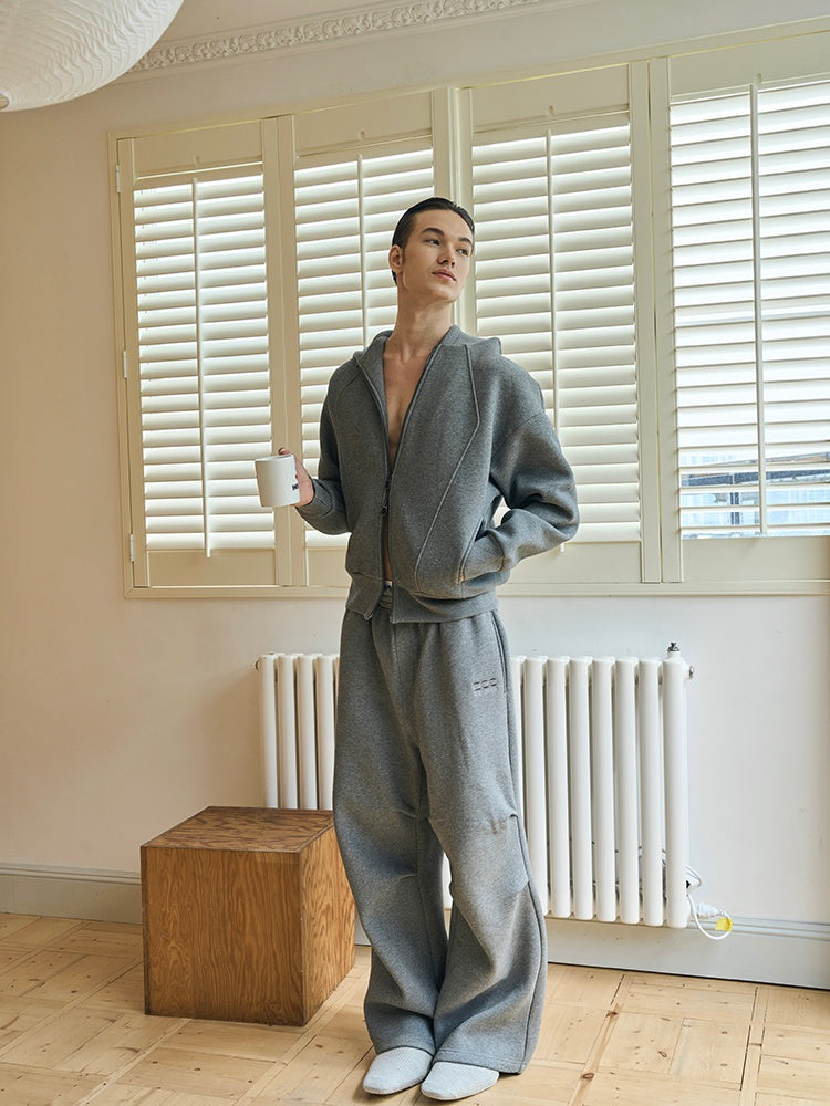 Heavyweight Zip-Up Hoodie and Wide-Leg Sweatpants Setup