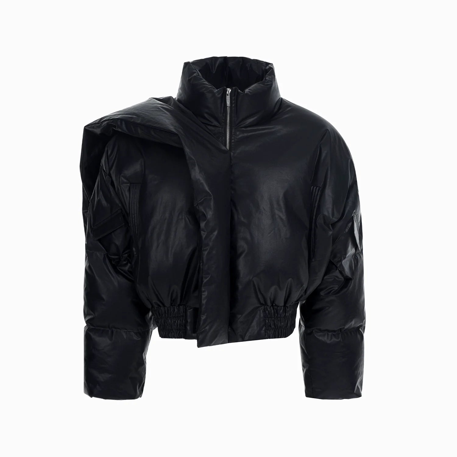Scarf-Style Oversized Cropped Puffer Jacket