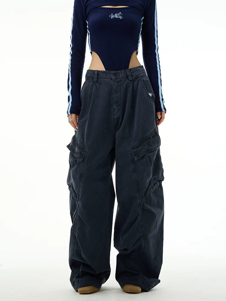 Classic Wide-Leg Straight Workwear Pants - chiclara