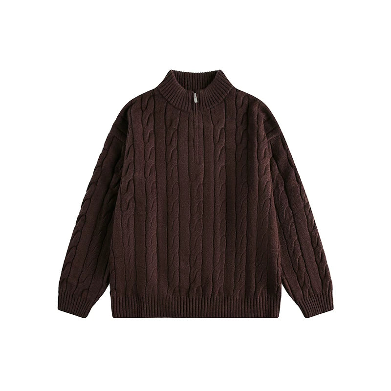 Auburn Studio Cable-Knit Half‑Zip Sweater