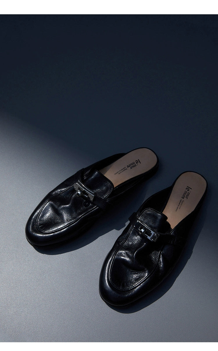 Leather Buckle Mules