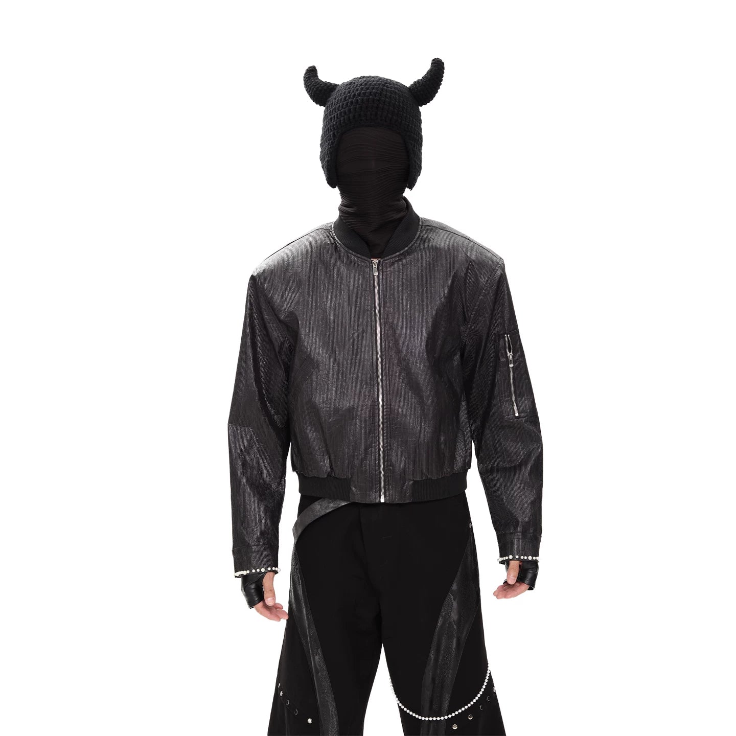 Obsidian Flux Reflective Bomber Jacket
