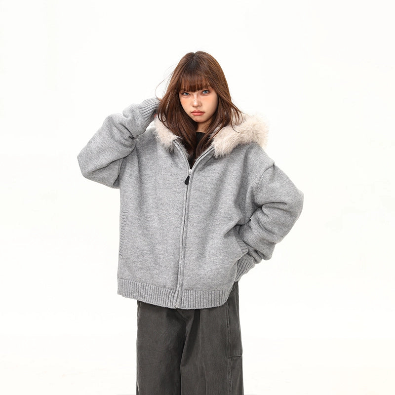 Frostbite Plush Knit Hoodie Jacket