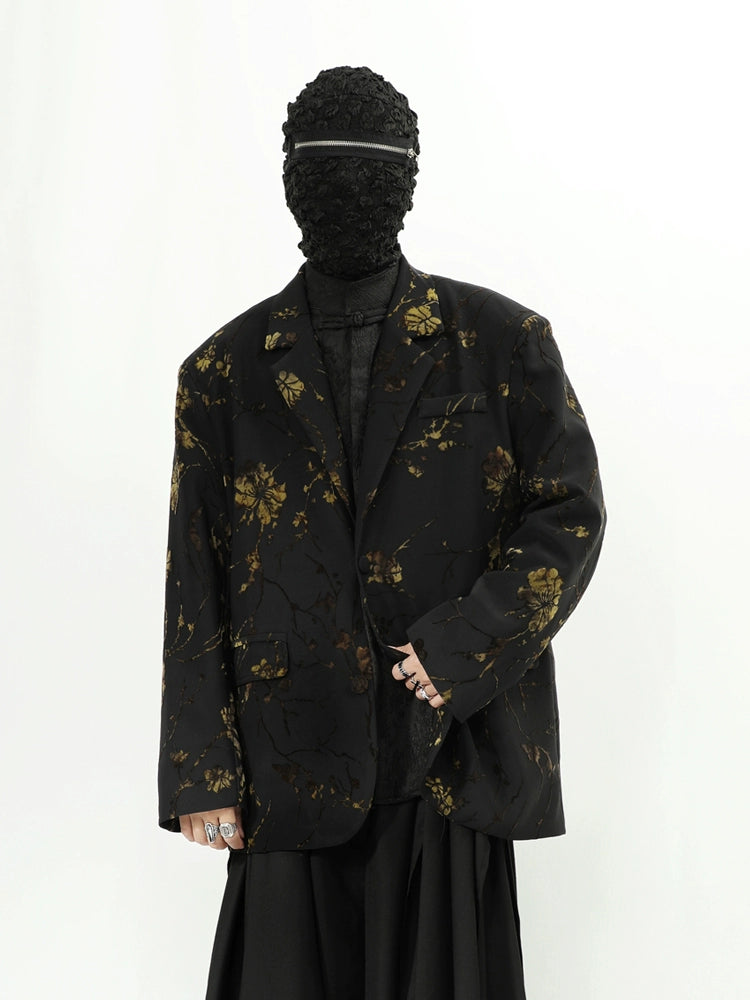 Black Gold Floral Blazer Jacket