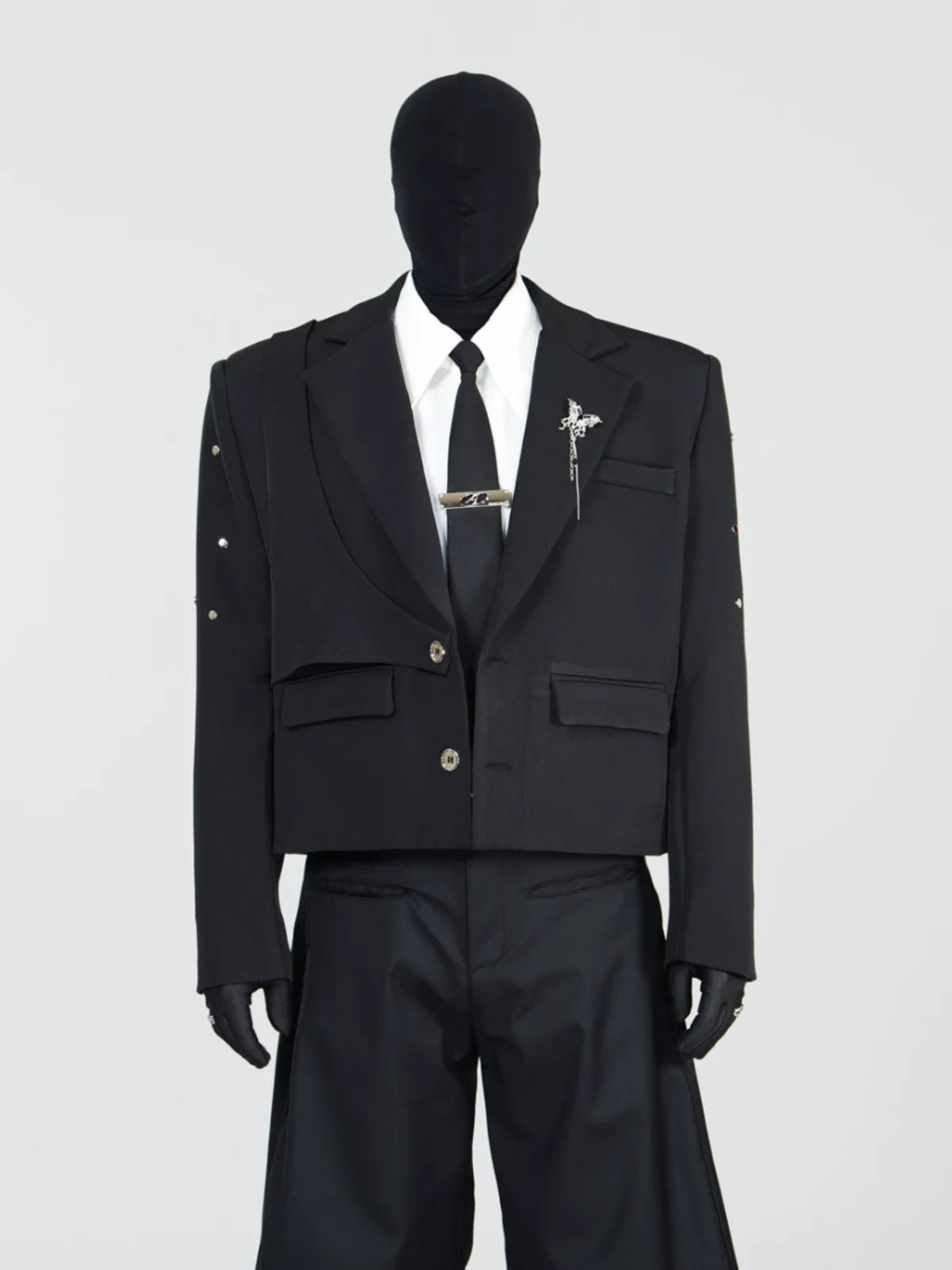 Midnight Relic Layered Cropped Blazer