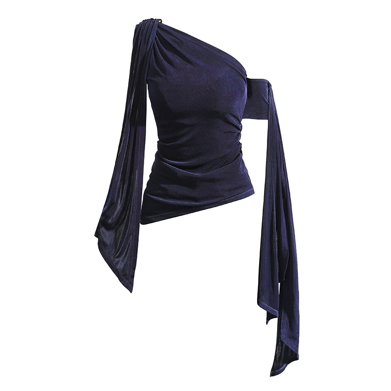 Asymmetric Draped Velvet Top