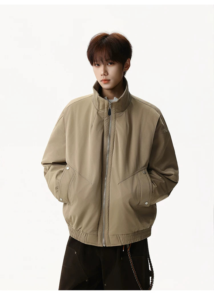 Sandstone Stand‑Collar Puffer Jacket