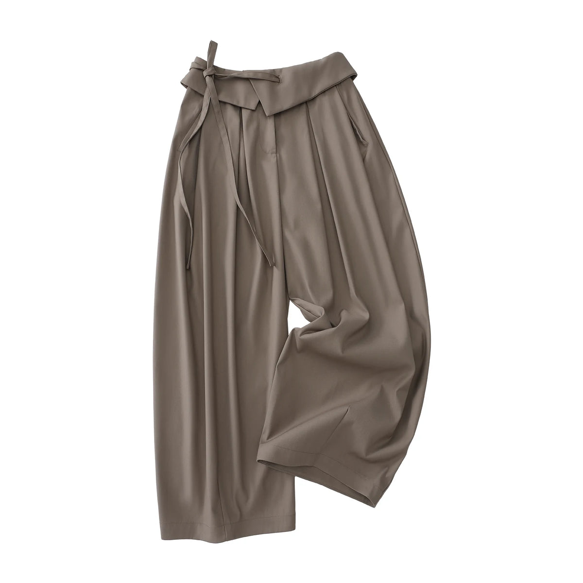 Foldover Tie-Waist Wide Trousers