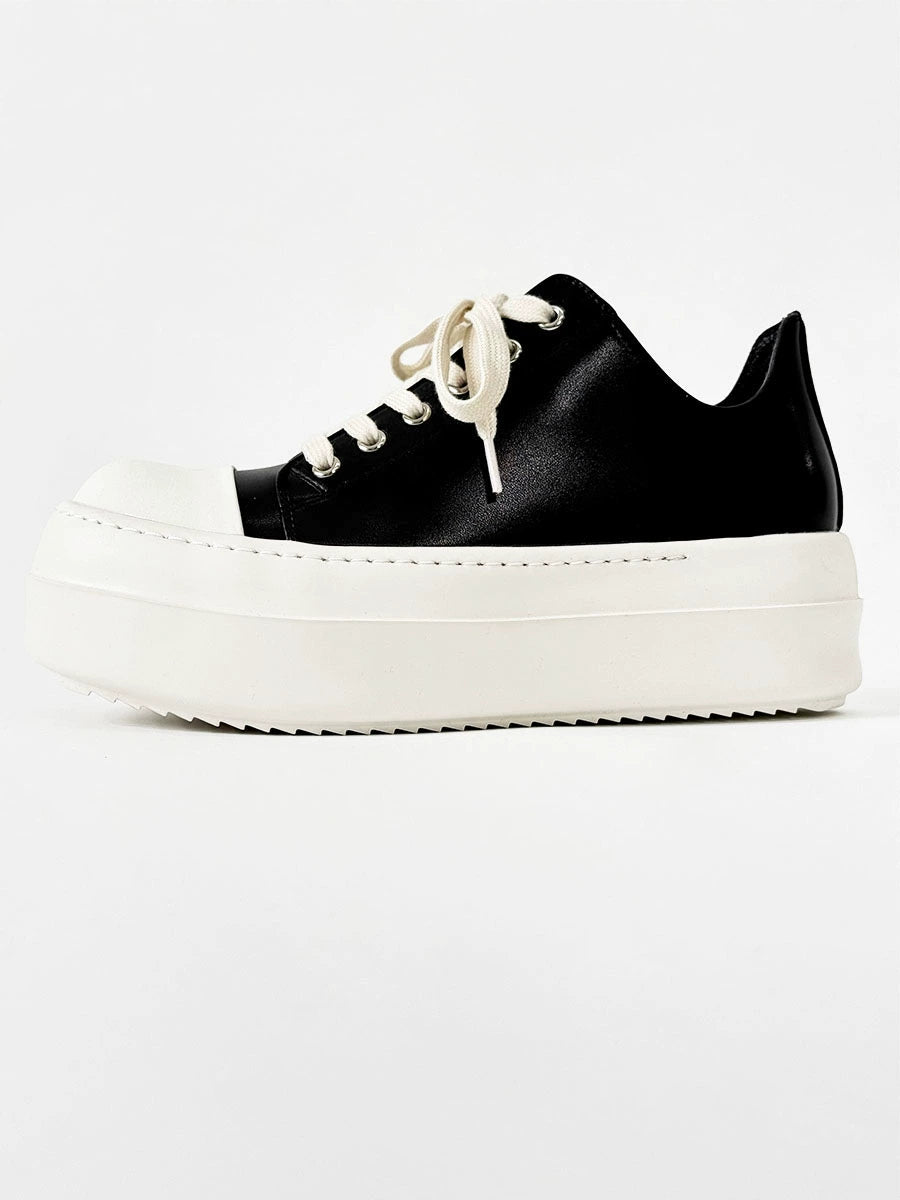 High-Top Black and White Chunky Platform Sneakers