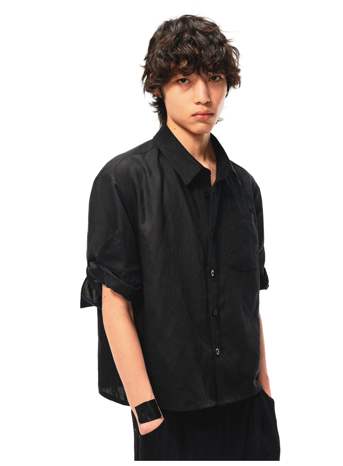 Linen Relaxed Button-Up Shirt