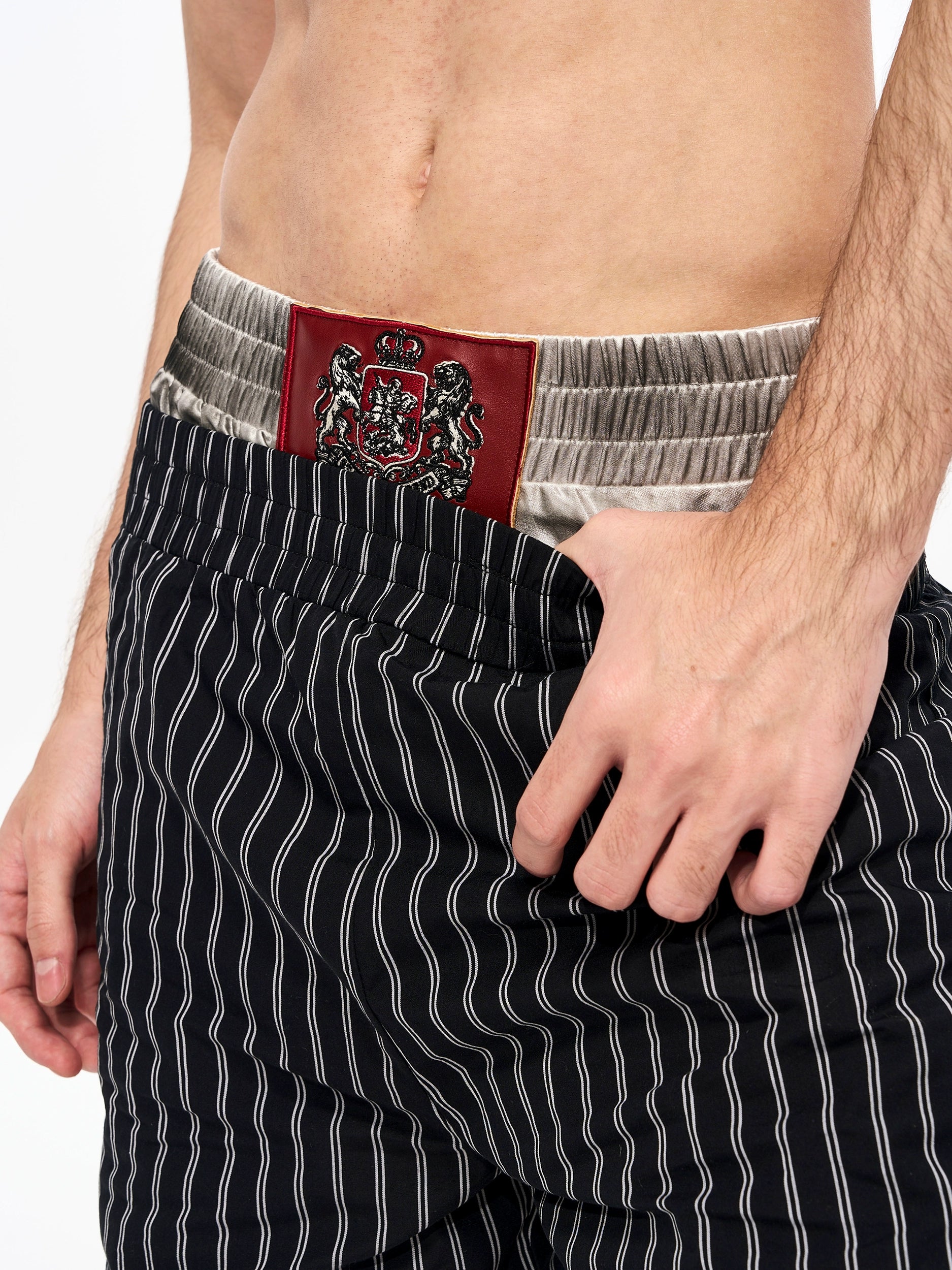 Pinstripe Royale Crest Boxer Shorts