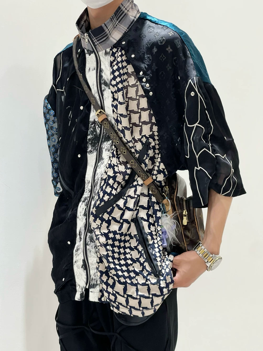 Nebula Circuit Patchwork Kimono Shirt