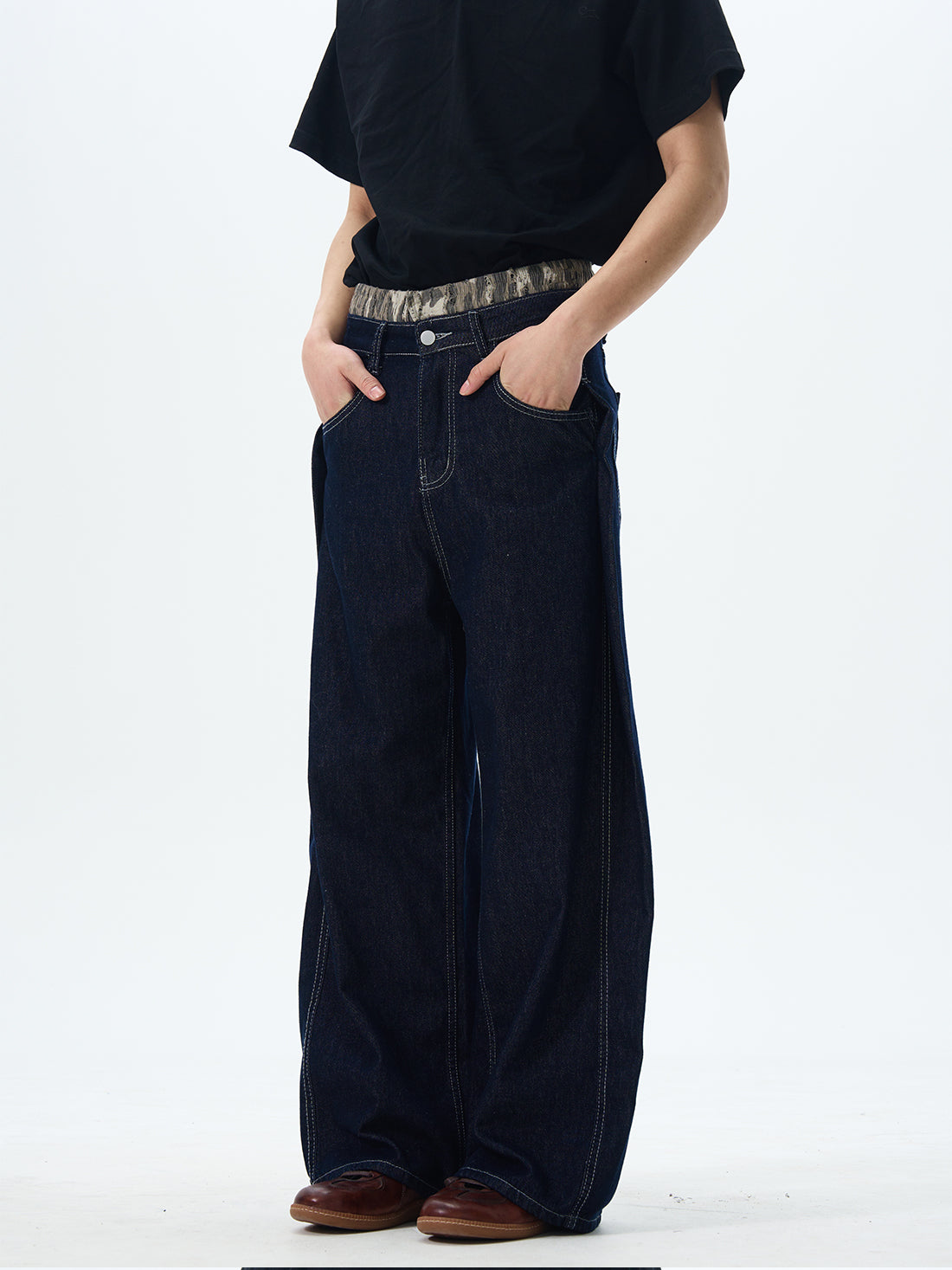 Dark Wash Wide Leg Skater Jeans