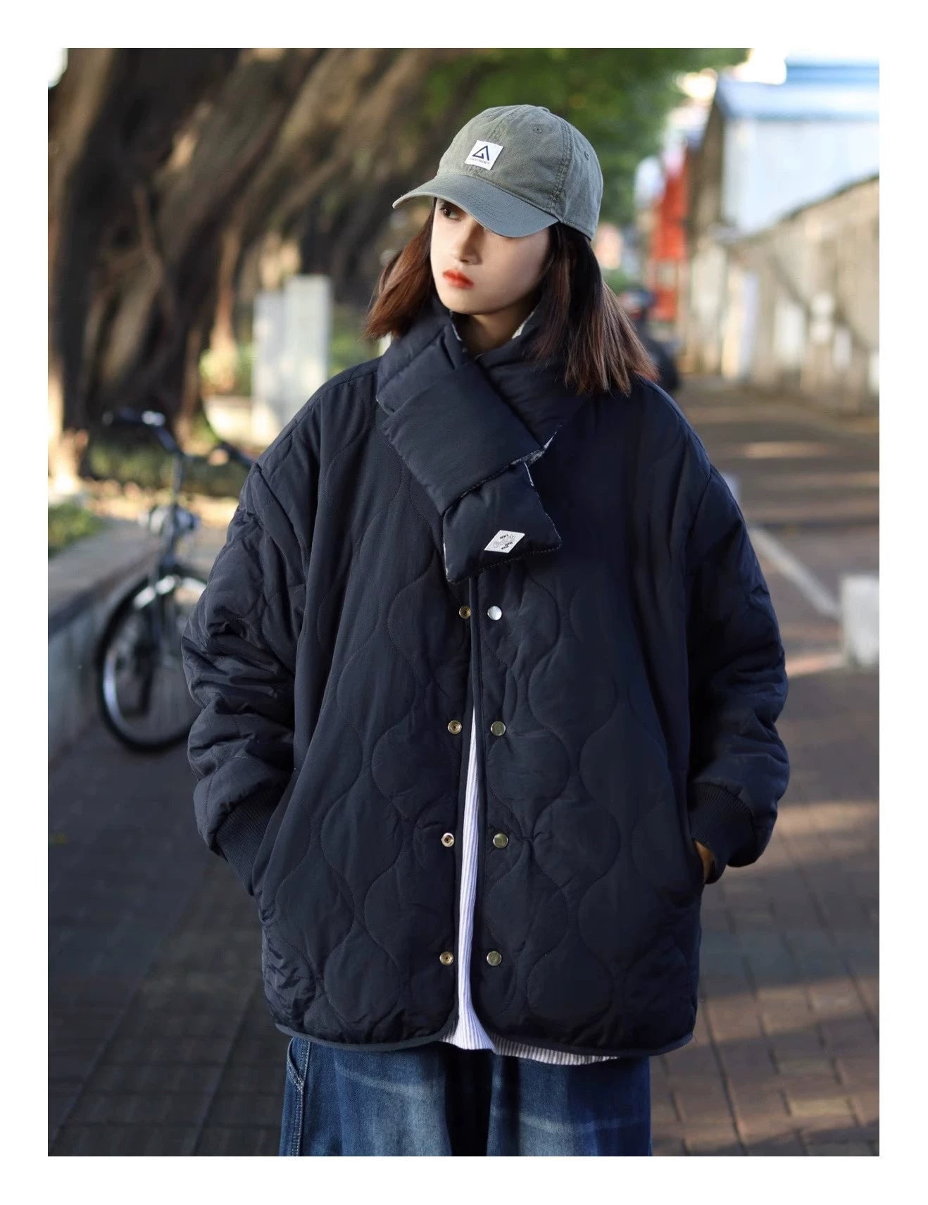 Reversible Navy Quilted Coat