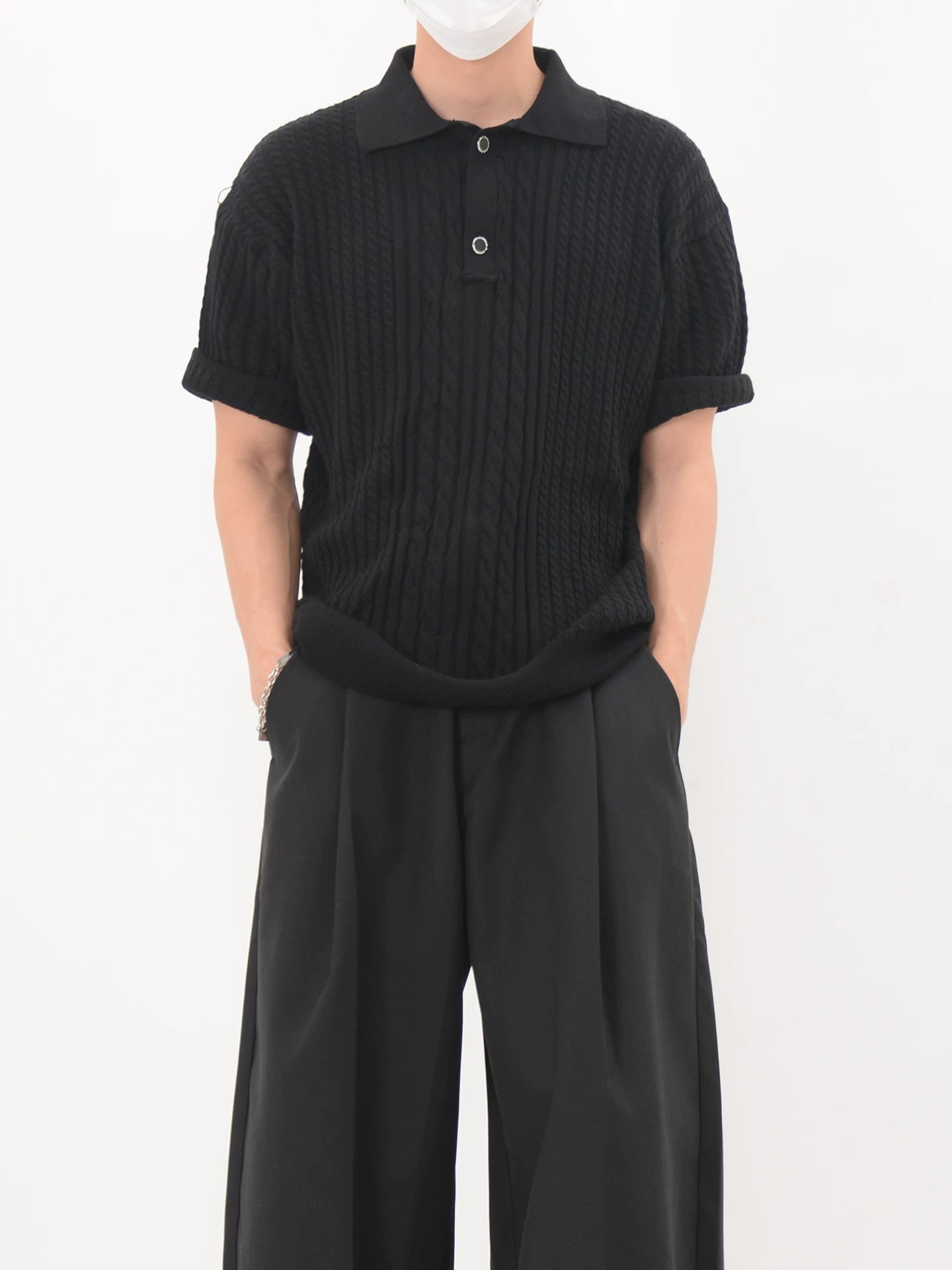 Cable Ridge Knit Polo