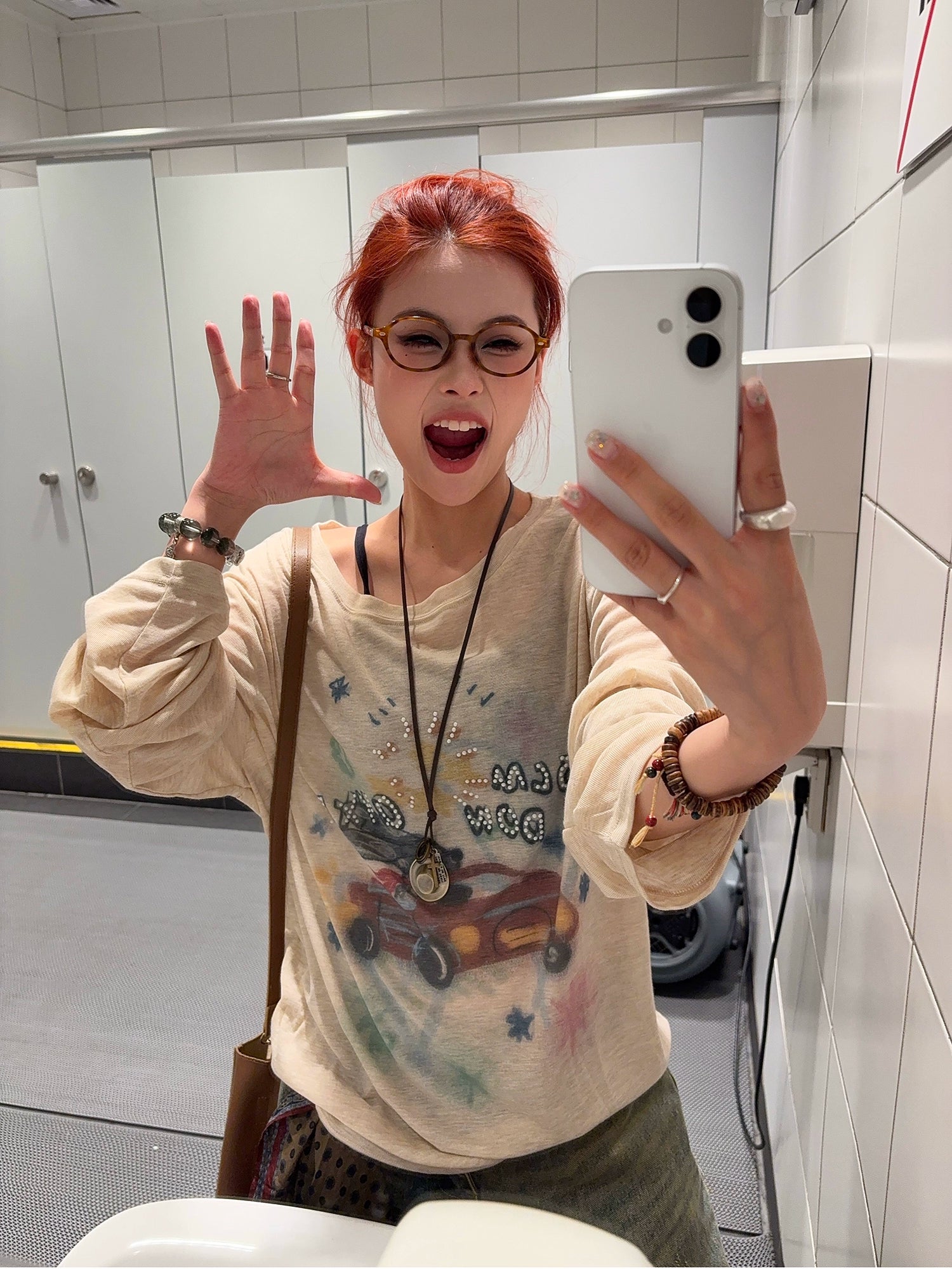 Retro Car Graphic Oversized Long Sleeve Tee