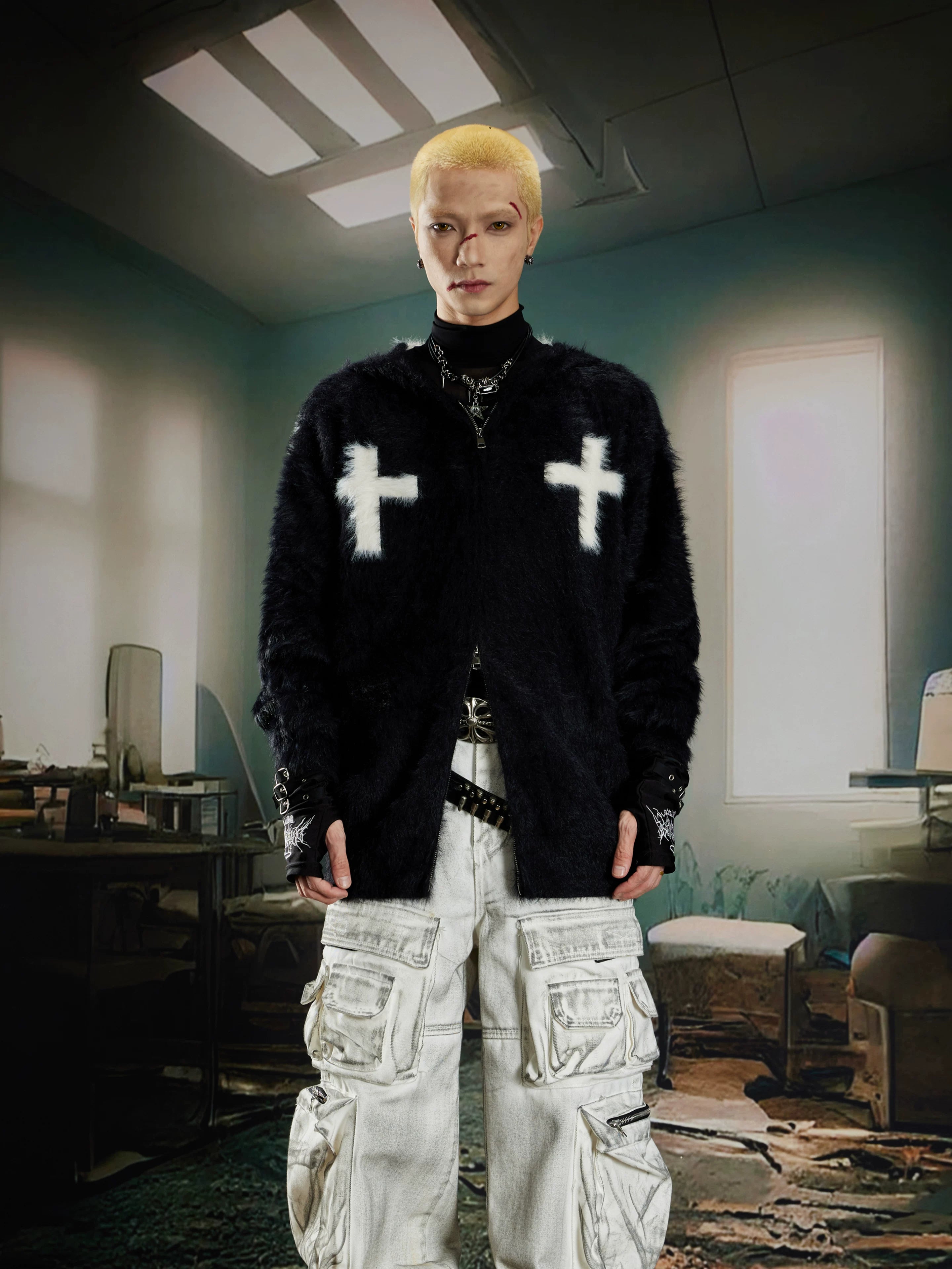 Crucifix Plush Relic Zip Hoodie