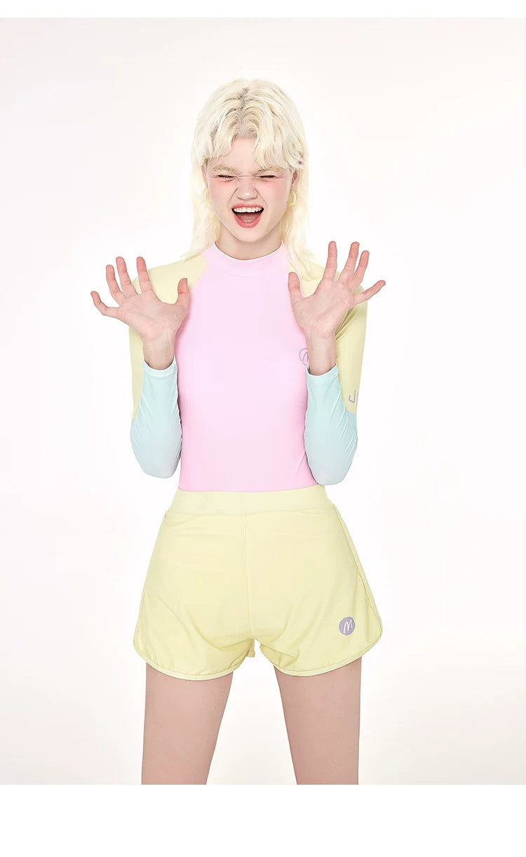 Pastel Dream Ripple Rashguard One‑Piece