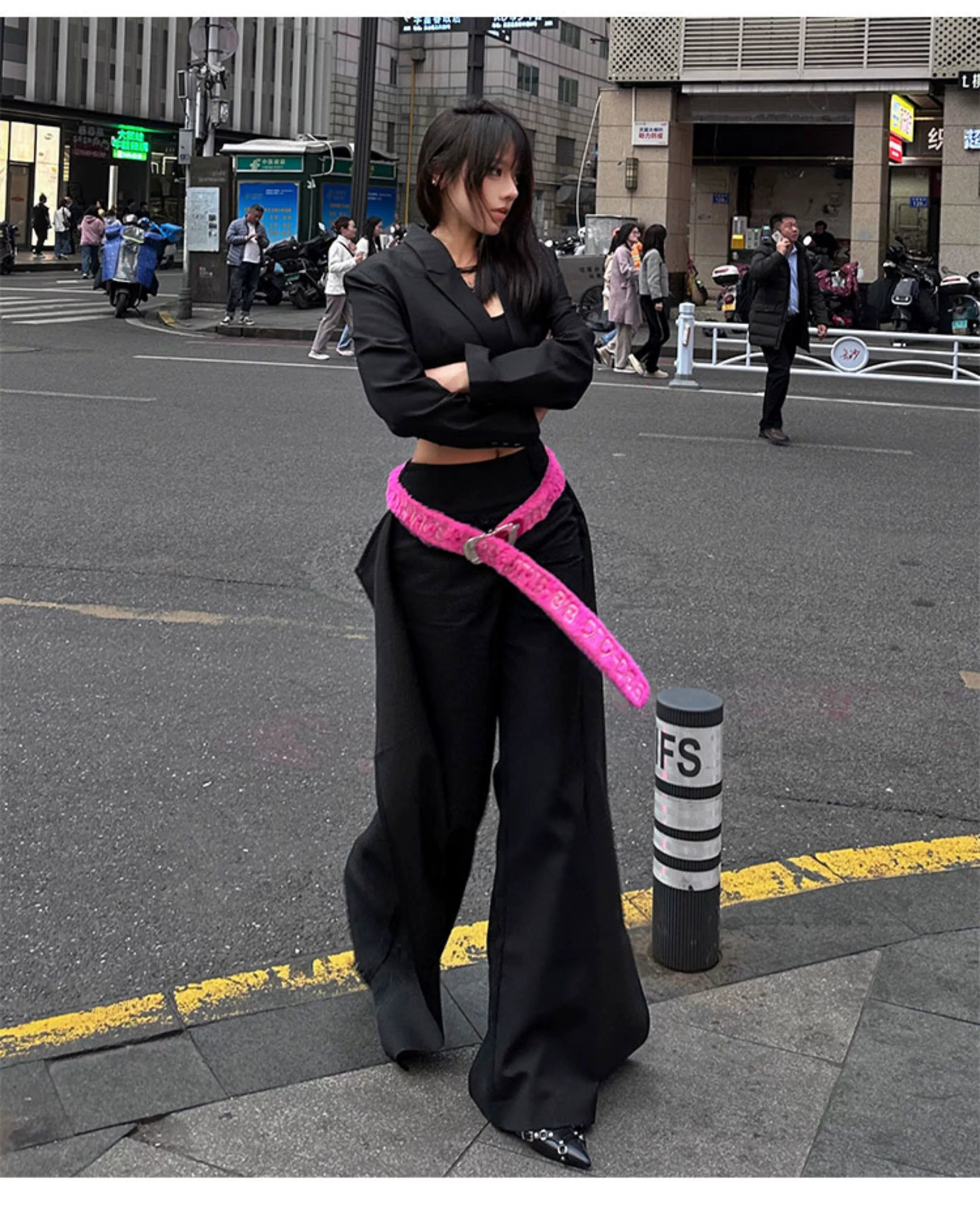 Fuzzy Statement Western Buckle Belt