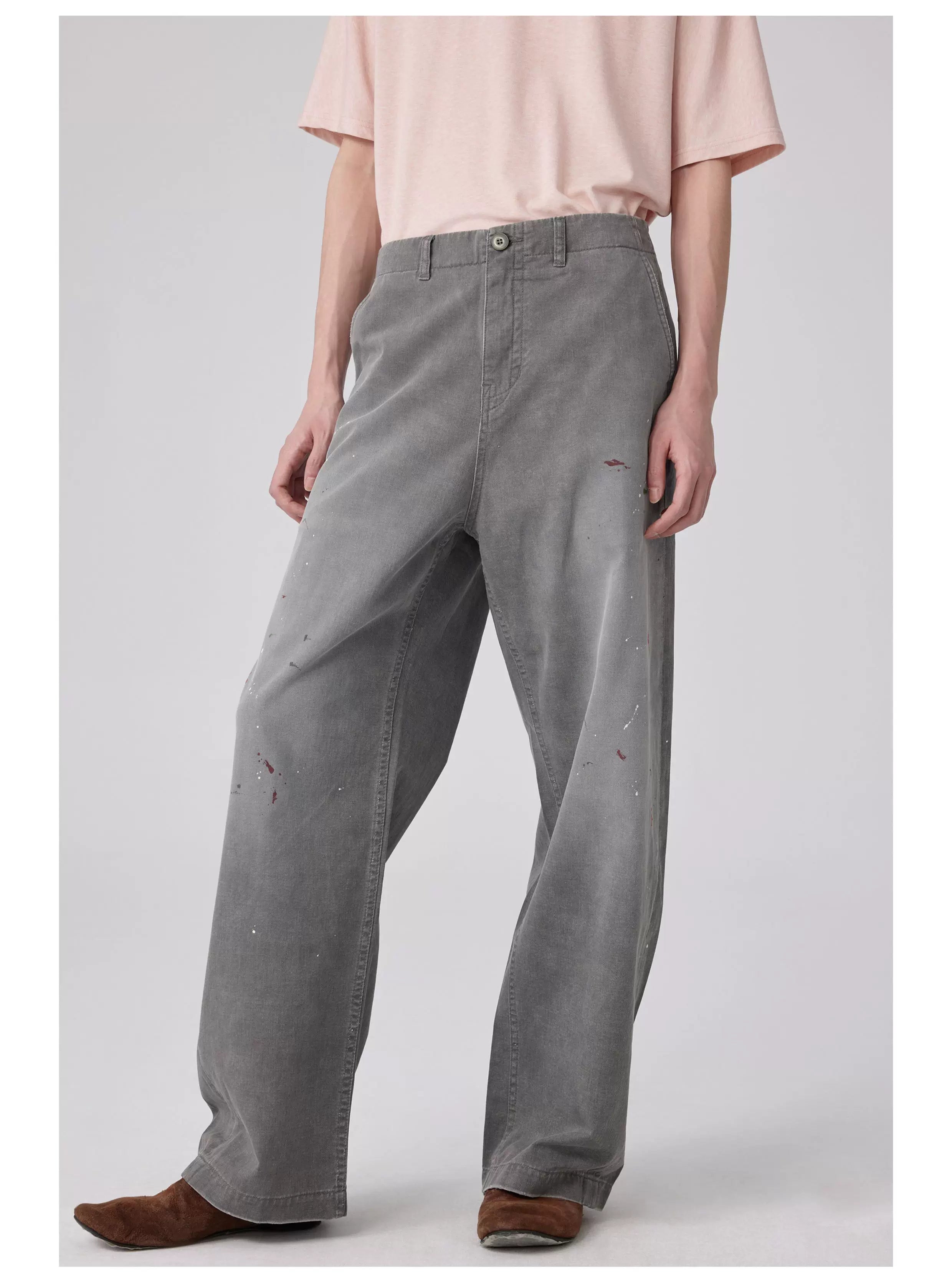 Straight-Leg Painted Pants