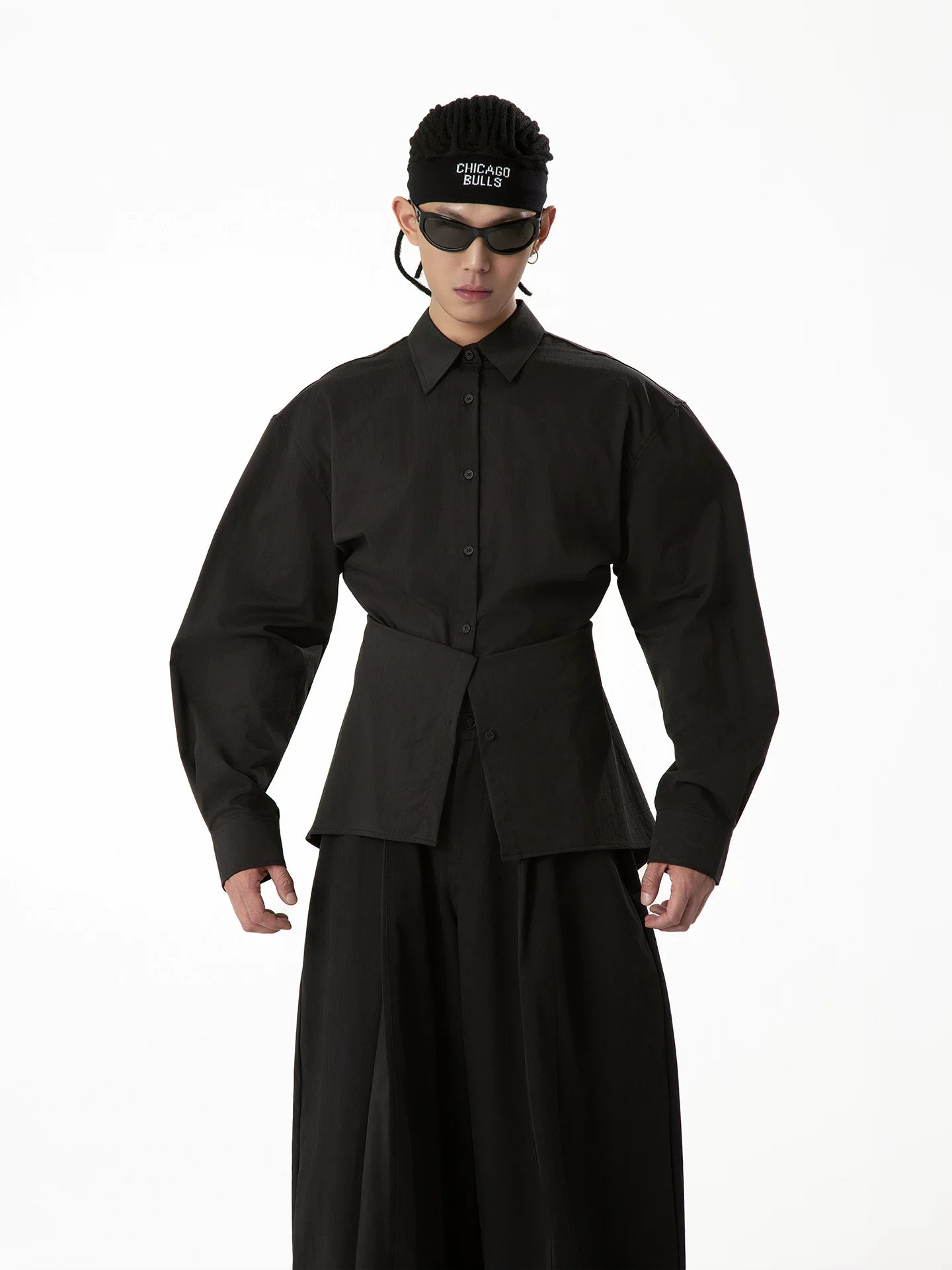 Crosswrap Sculpted Waist Poplin Shirt