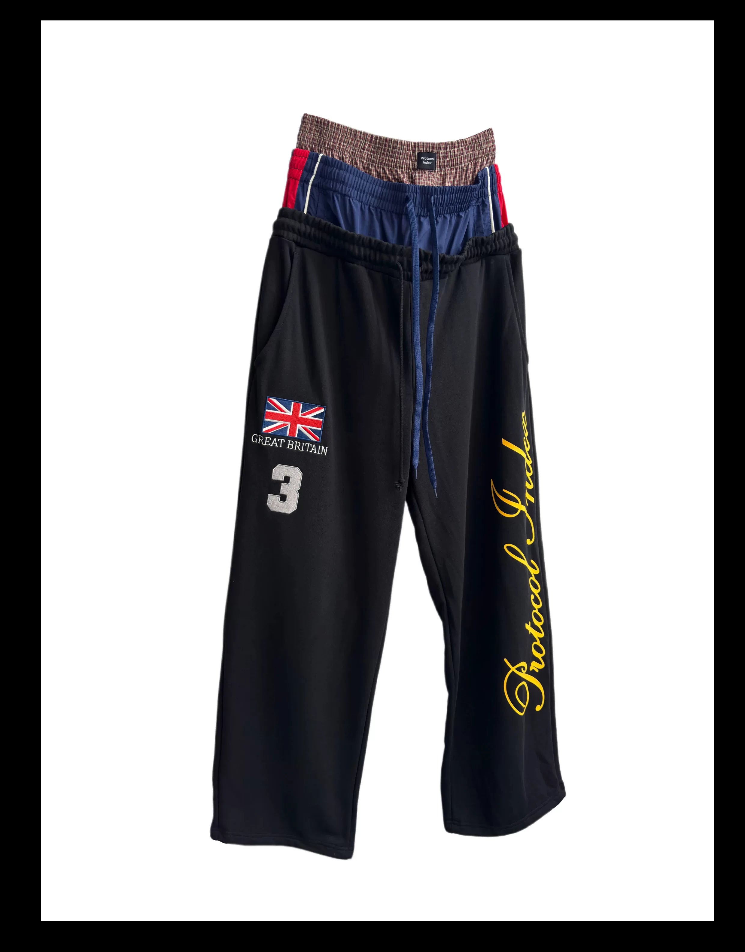 Union Stack Triple-Waist Track Flares