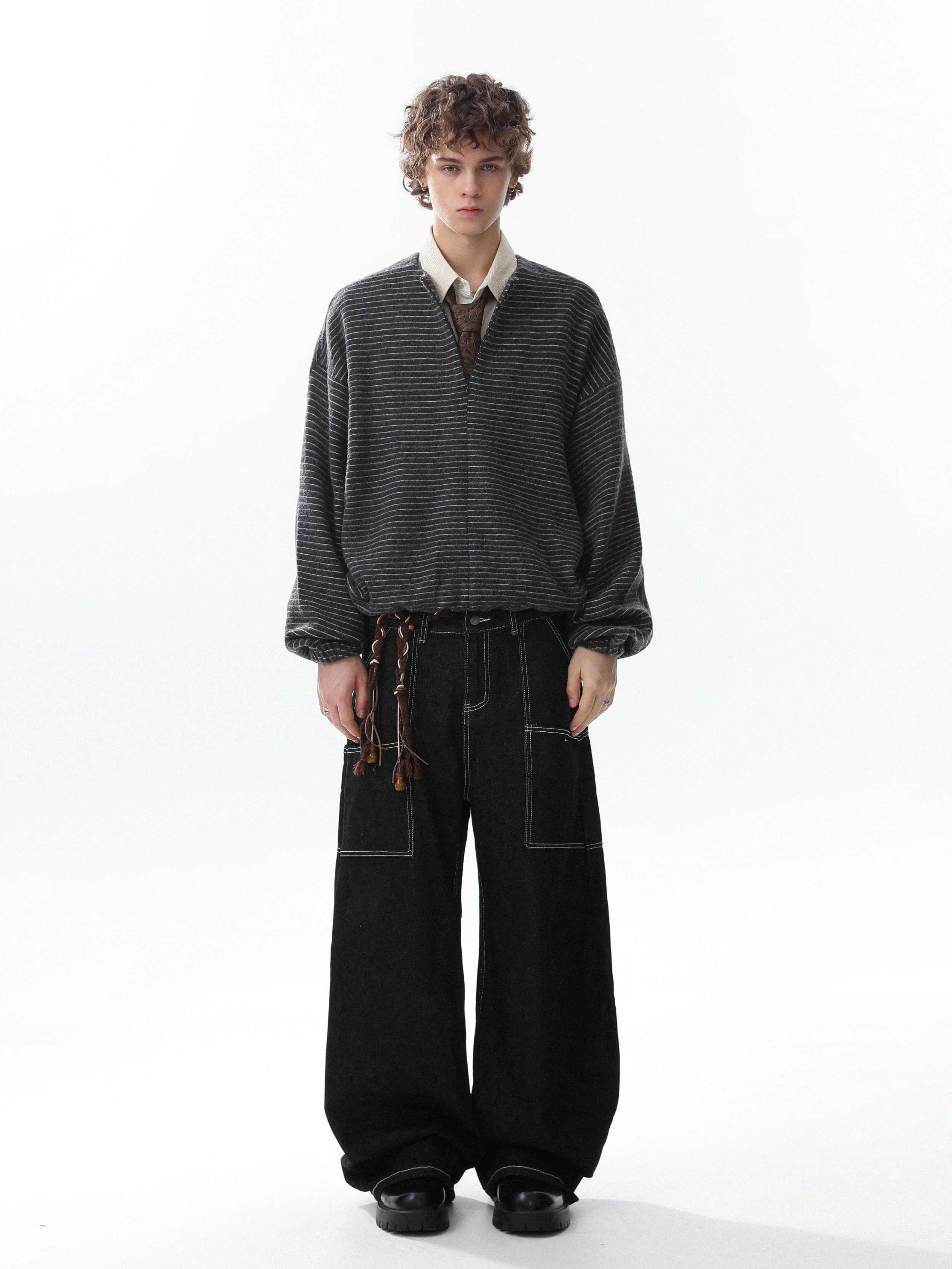 Charcoal Lines Relaxed Pullover