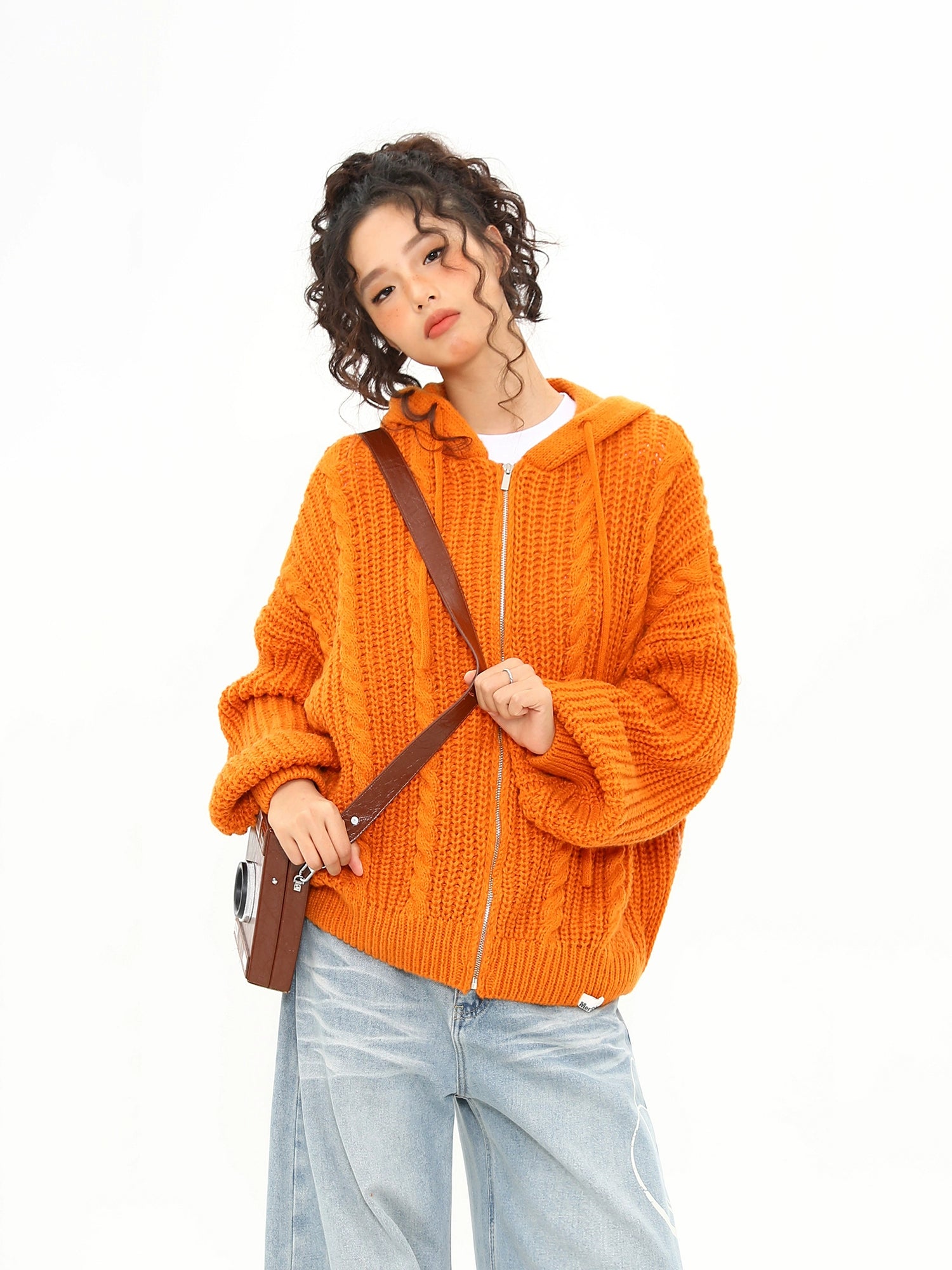 Sunburst Cable Knit Zip Hoodie