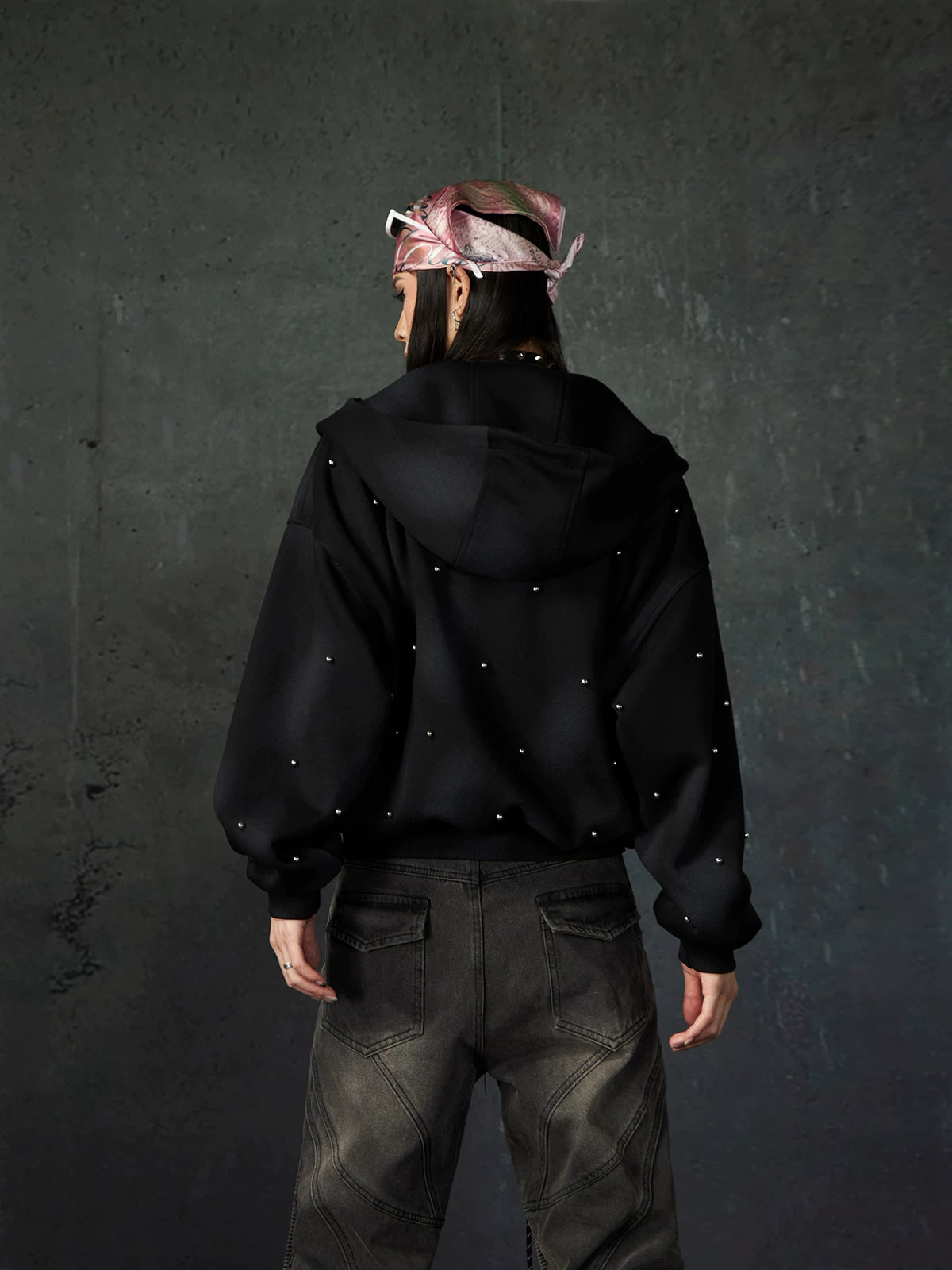 Nebula Drift Studded Zip Hoodie