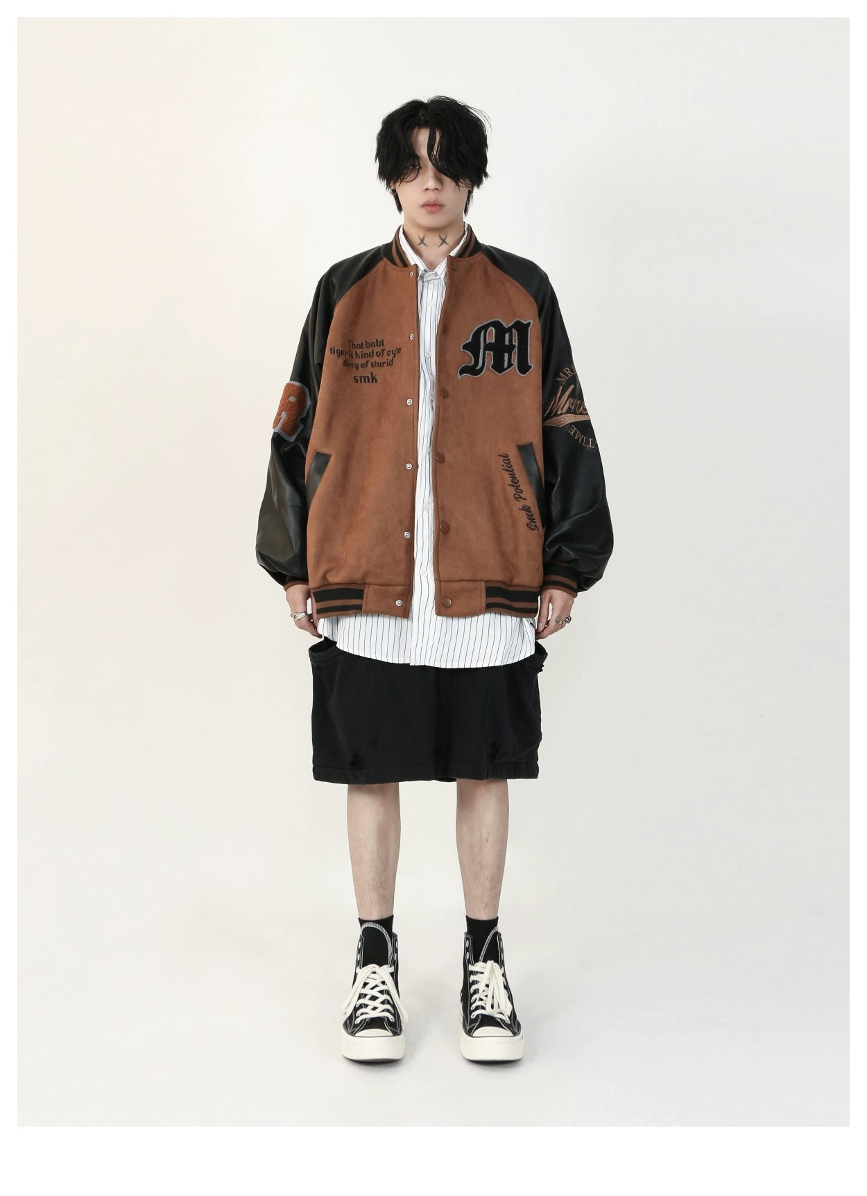 Monochrome Script Varsity Bomber Jacket