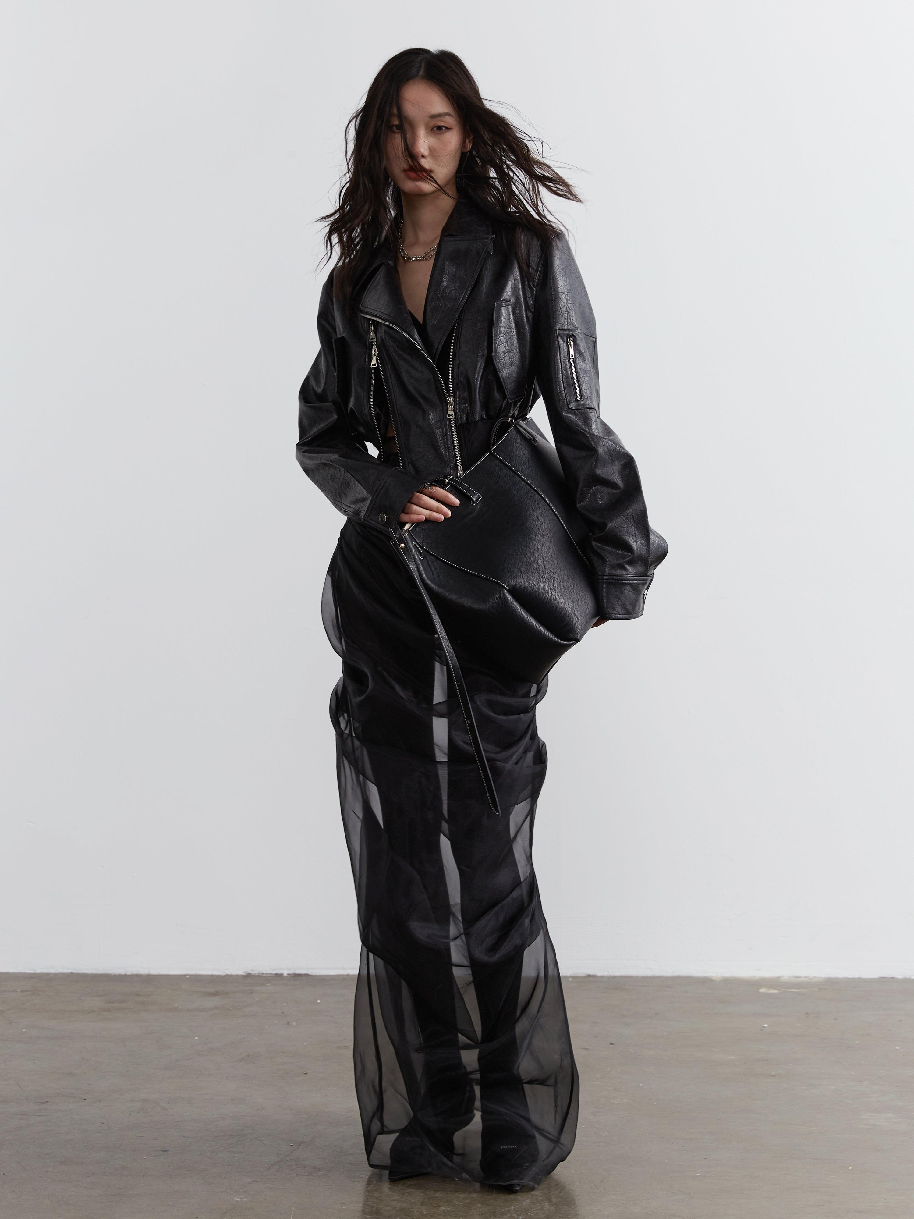 Veste de motard ultra-raccourci