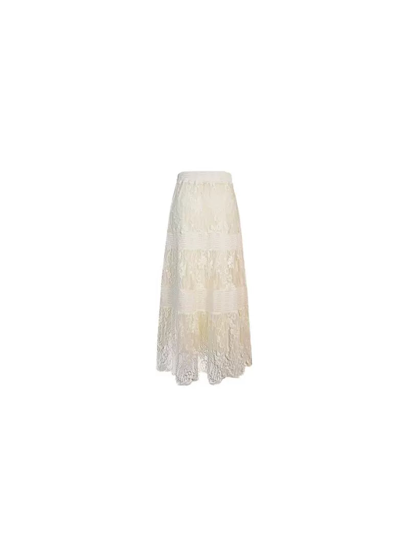 Ivory Floral Lace Maxi Skirt